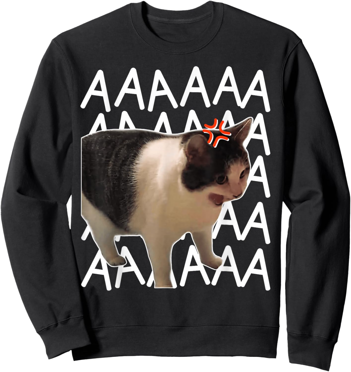 Screaming Cat Meme Funny Cat Sweatshirt - Sweatshirt | Black