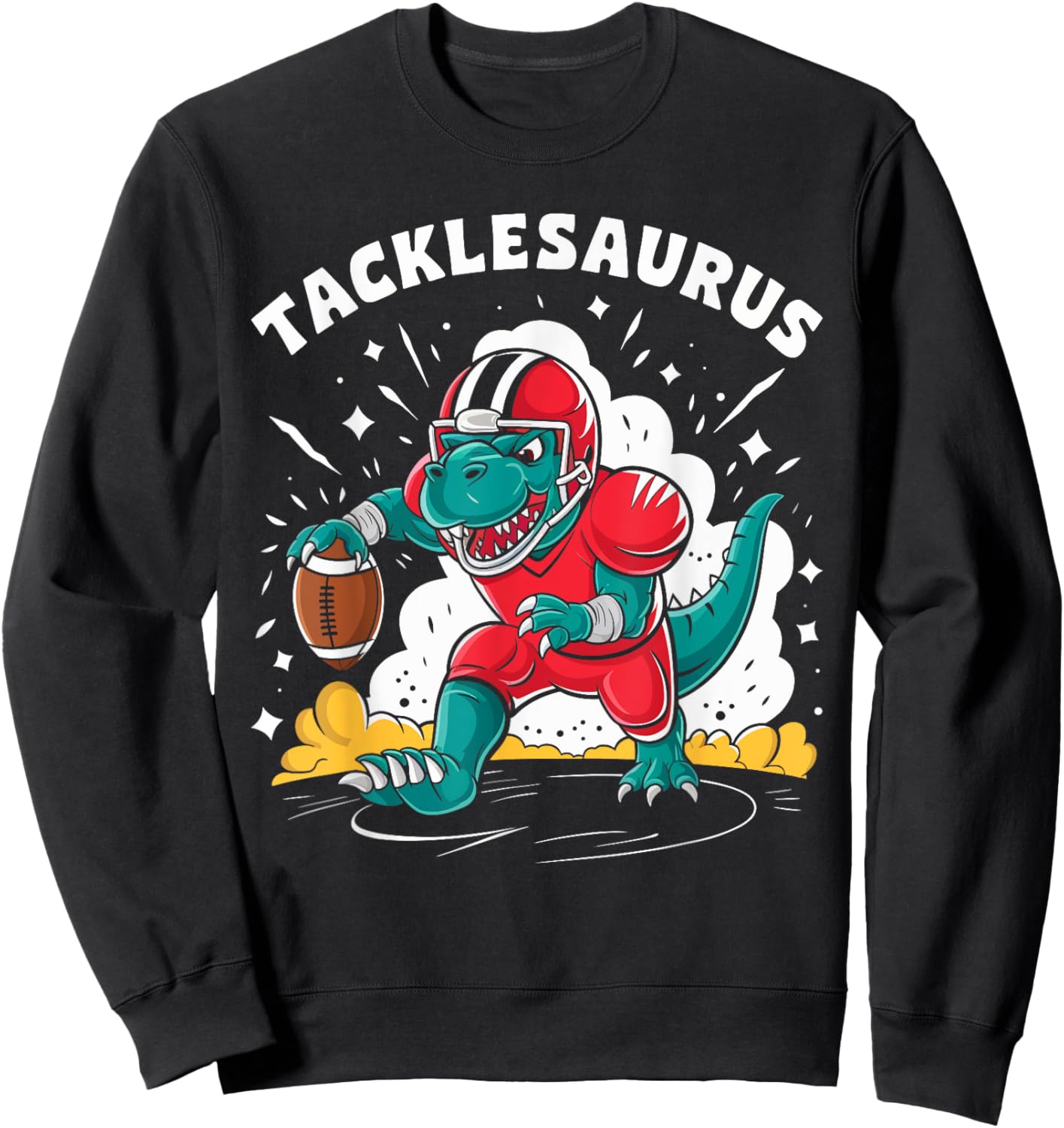 Tacklesaurus Dinosaur Playing Football Funny Football Kids Sweatshirt - Sweatshirt | Black