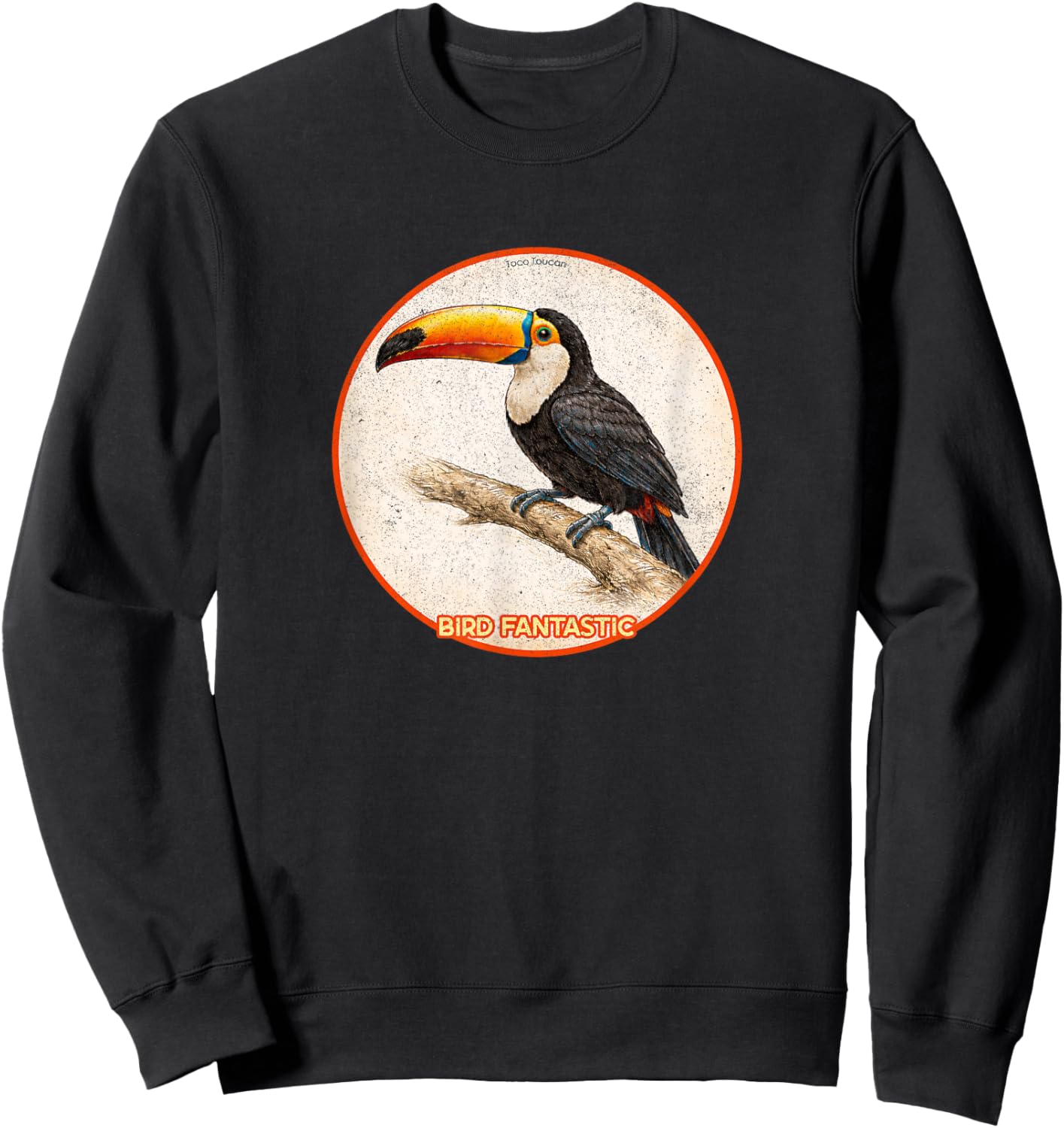 Colorful Retro Toco Toucan Bird Design Sweatshirt - Sweatshirt | Black