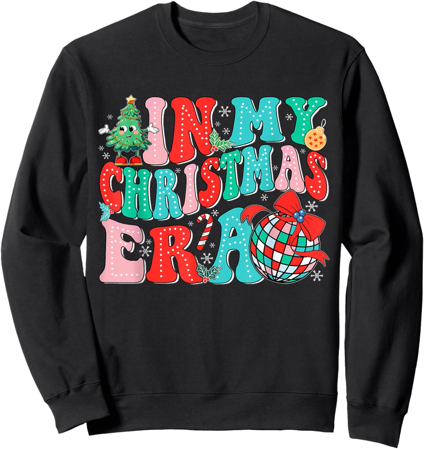 In My Christmas Era Retro Groovy Christmas Holiday Xmas Sweatshirt - Sweatshirt | Black
