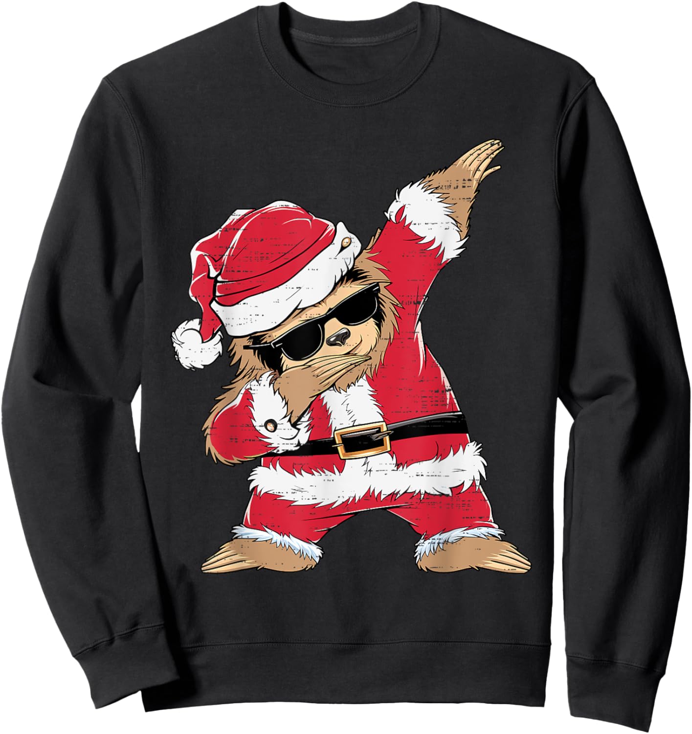 Dabbing Santa Sloth Merry Slothmas Christmas Kids Pajama Sweatshirt - Sweatshirt | Black