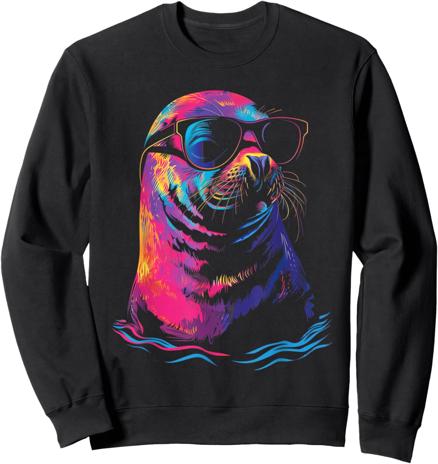 Seal Sunglasses Sea Lion Ocean Animal Sweatshirt - Sweatshirt | Black