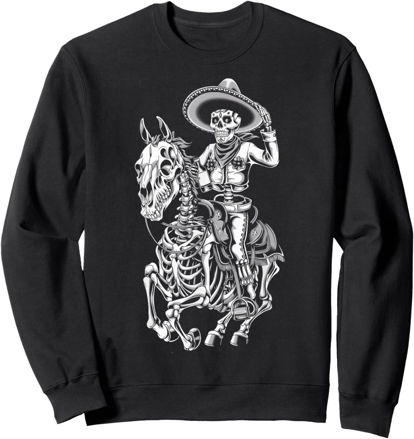 Mexico Vintage Skeleton Tequila Dia De Los Muertos Mexican Sweatshirt - Sweatshirt | Black