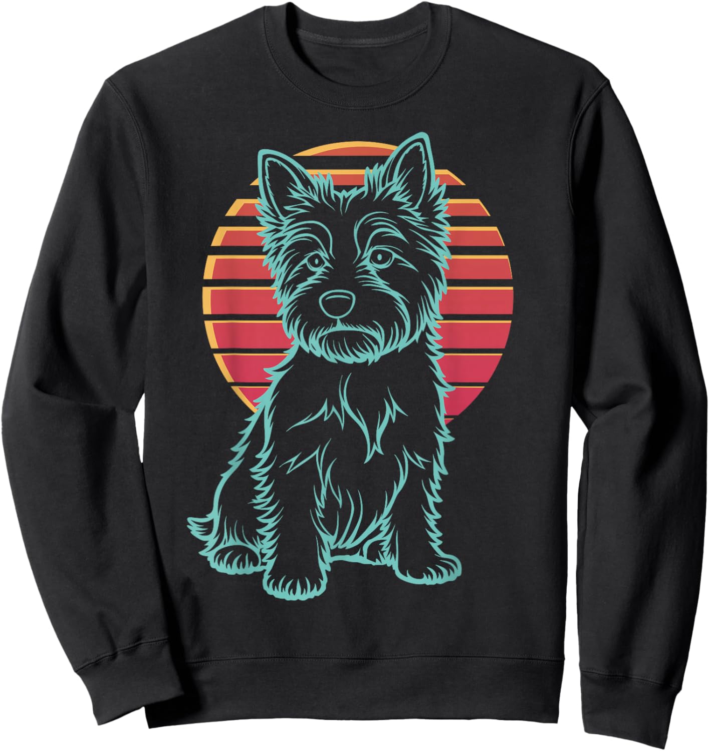 Yorkshire Terrier Yorkie Dog Owner Retro Synthwave 80s Sweatshirt - Sweatshirt | Black