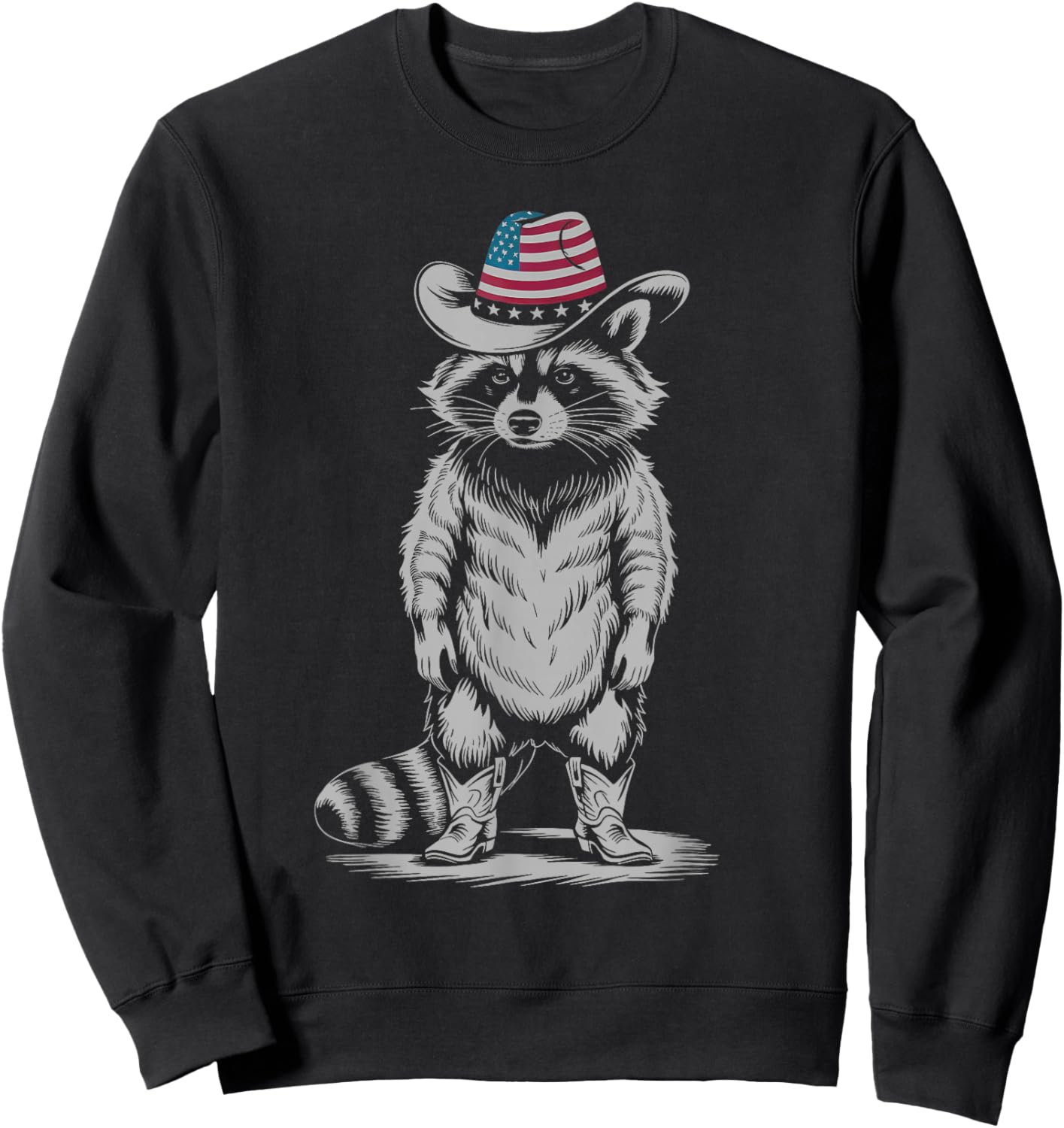 Vintage Racoon Trash Panda Cowboy Western Country Cowgirl Sweatshirt - Sweatshirt | Black