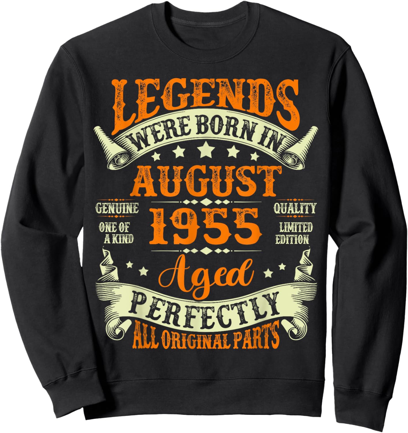 Legends Were Born In August 1955 Vintage 70th Birthday Men Sweatshirt - Sweatshirt | Black