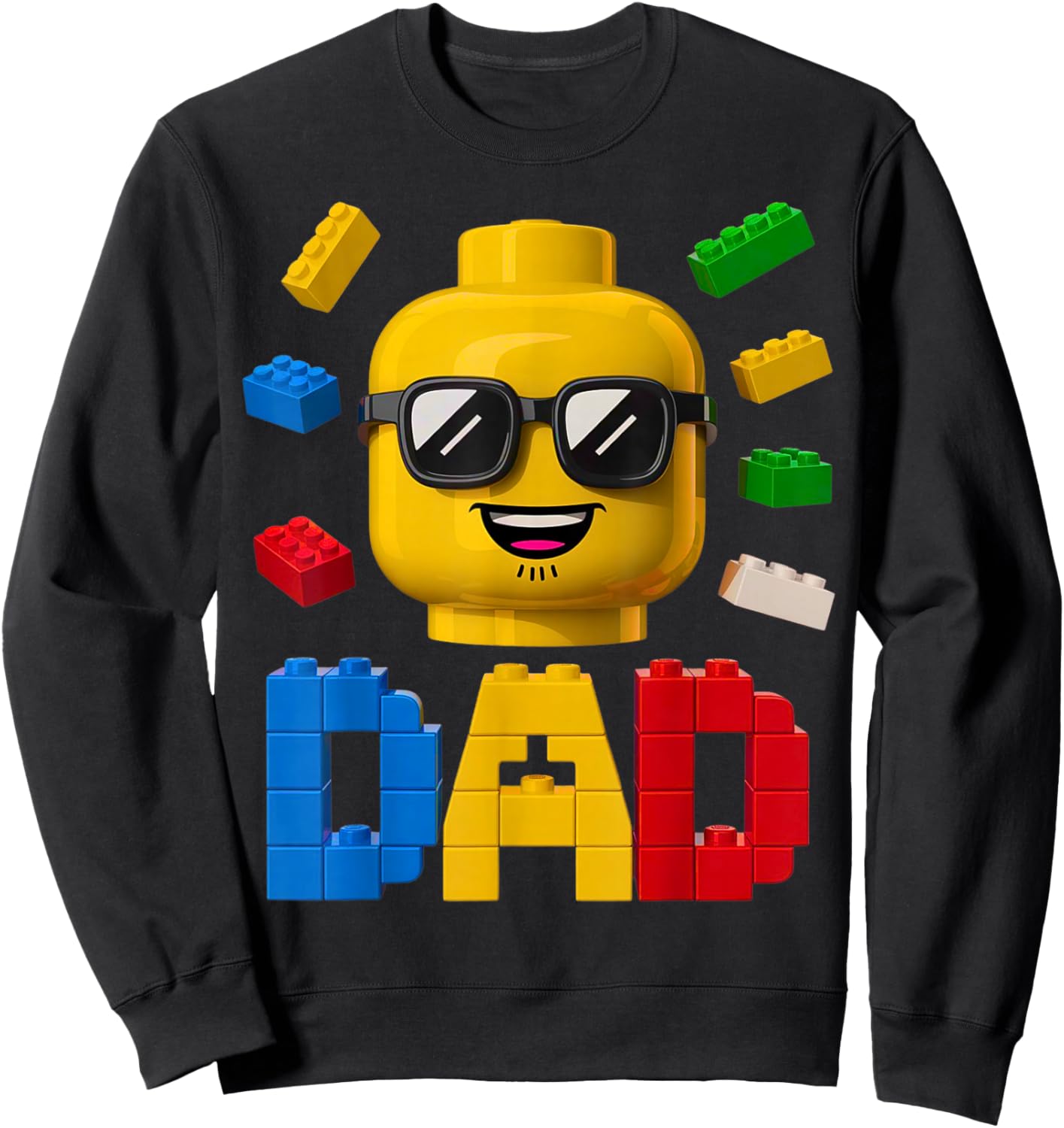 Family Dad Master Builder Building Bricks Blocks Fathers Day Sweatshirt - Sweatshirt | Black