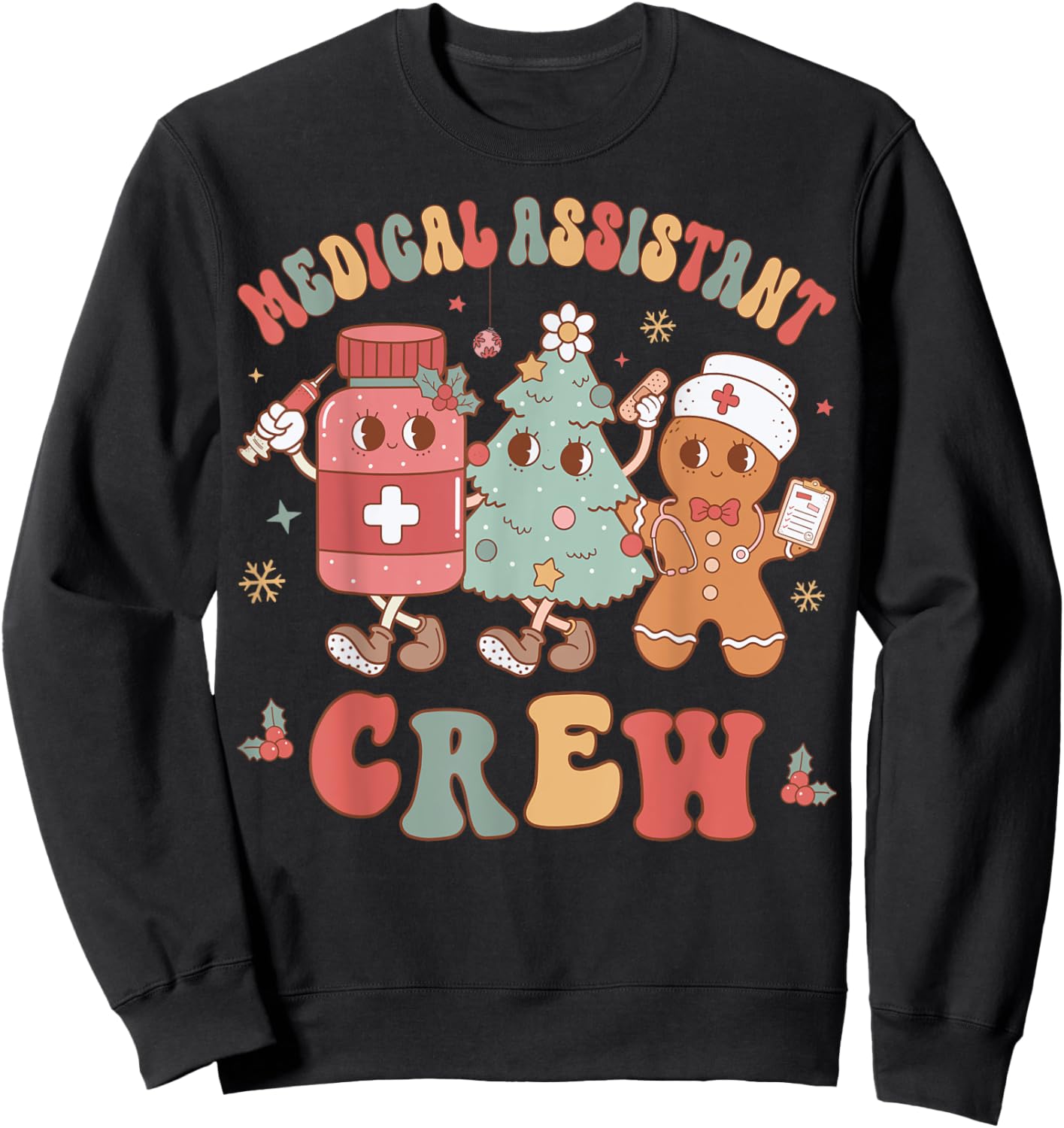 Medical Assistant Crew Christmas Nursing Assistant Group Sweatshirt - Sweatshirt | Black
