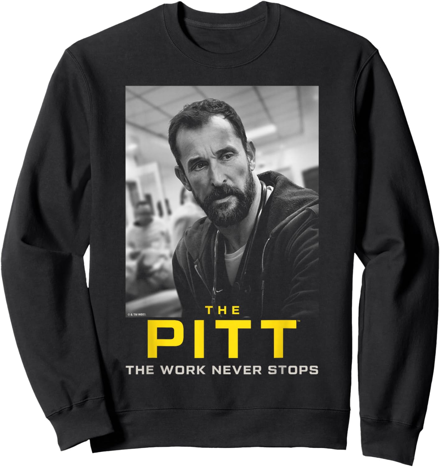 The Work Never Stops Dr Robby Black & White Poster Sweatshirt - Sweatshirt | Black