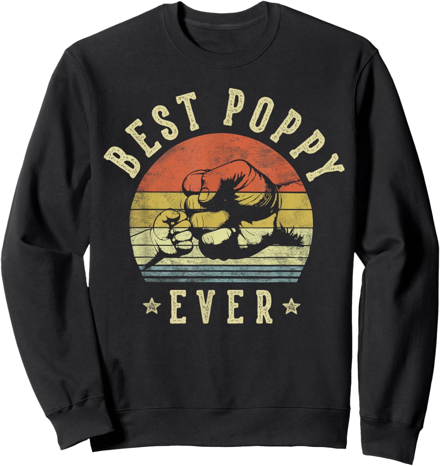 Best Poppy Ever - Retro Fist Bump Vintage Design Poppy Sweatshirt - Sweatshirt | Black