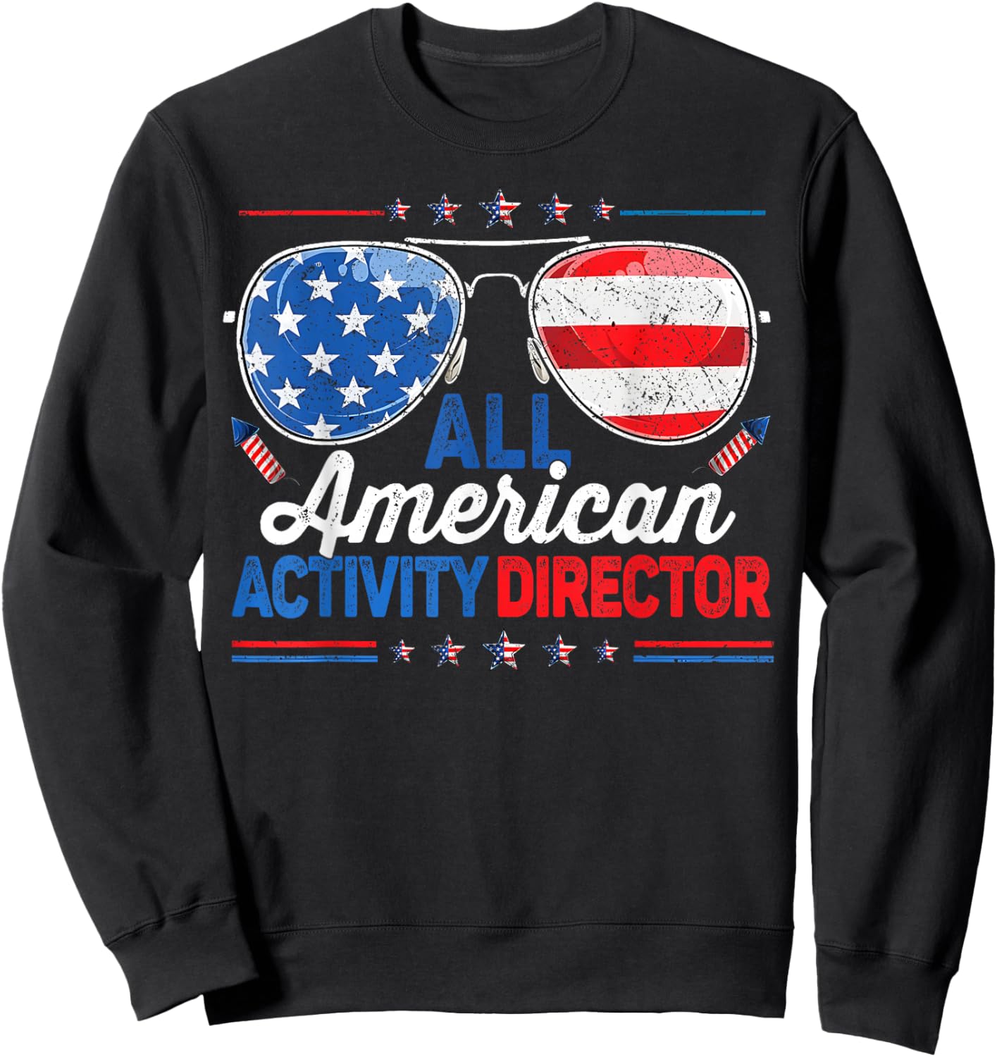All American Activity Director 4th of July US Flag Boy Girl Sweatshirt - Sweatshirt | Black