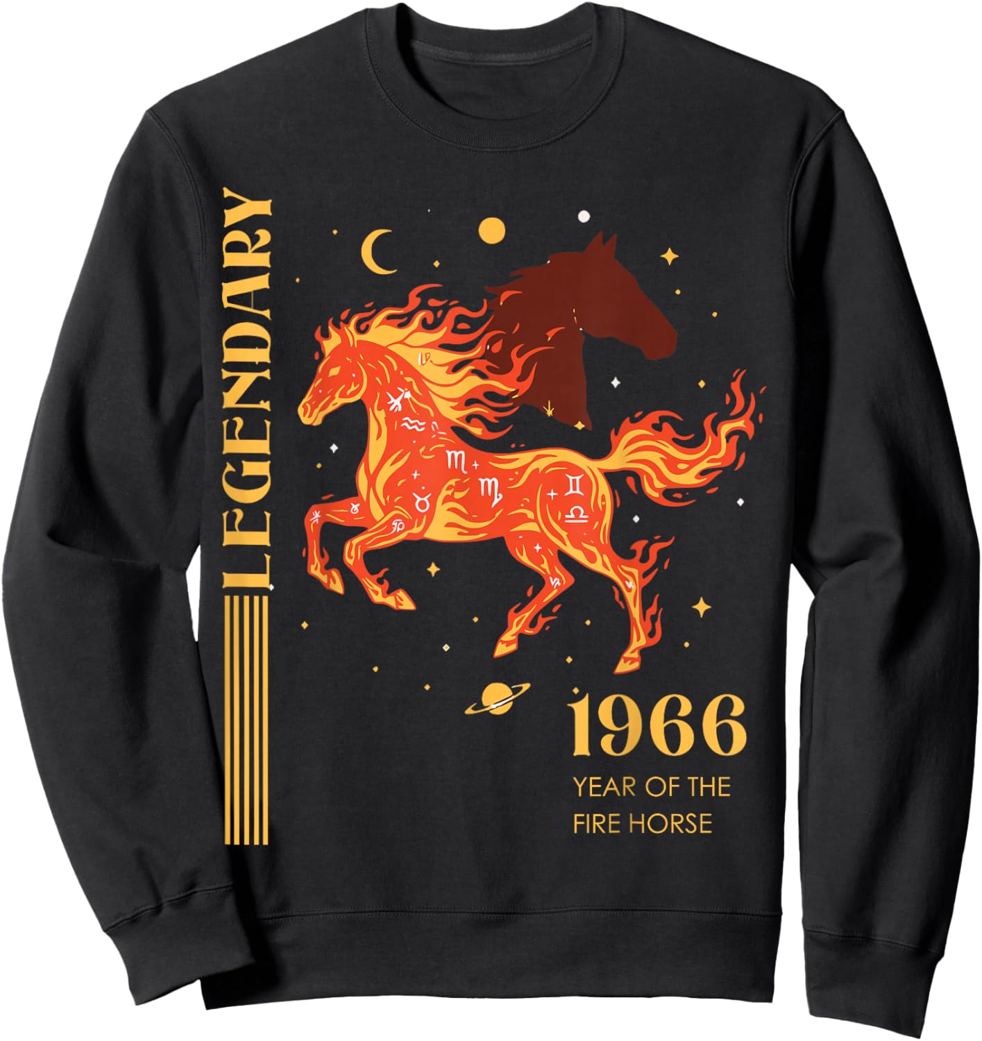 60. Geburtstag Jahr des Feuerpferdes 2026 Retro 1966 Sternzeichen Sweatshirt - Sweatshirt | Black