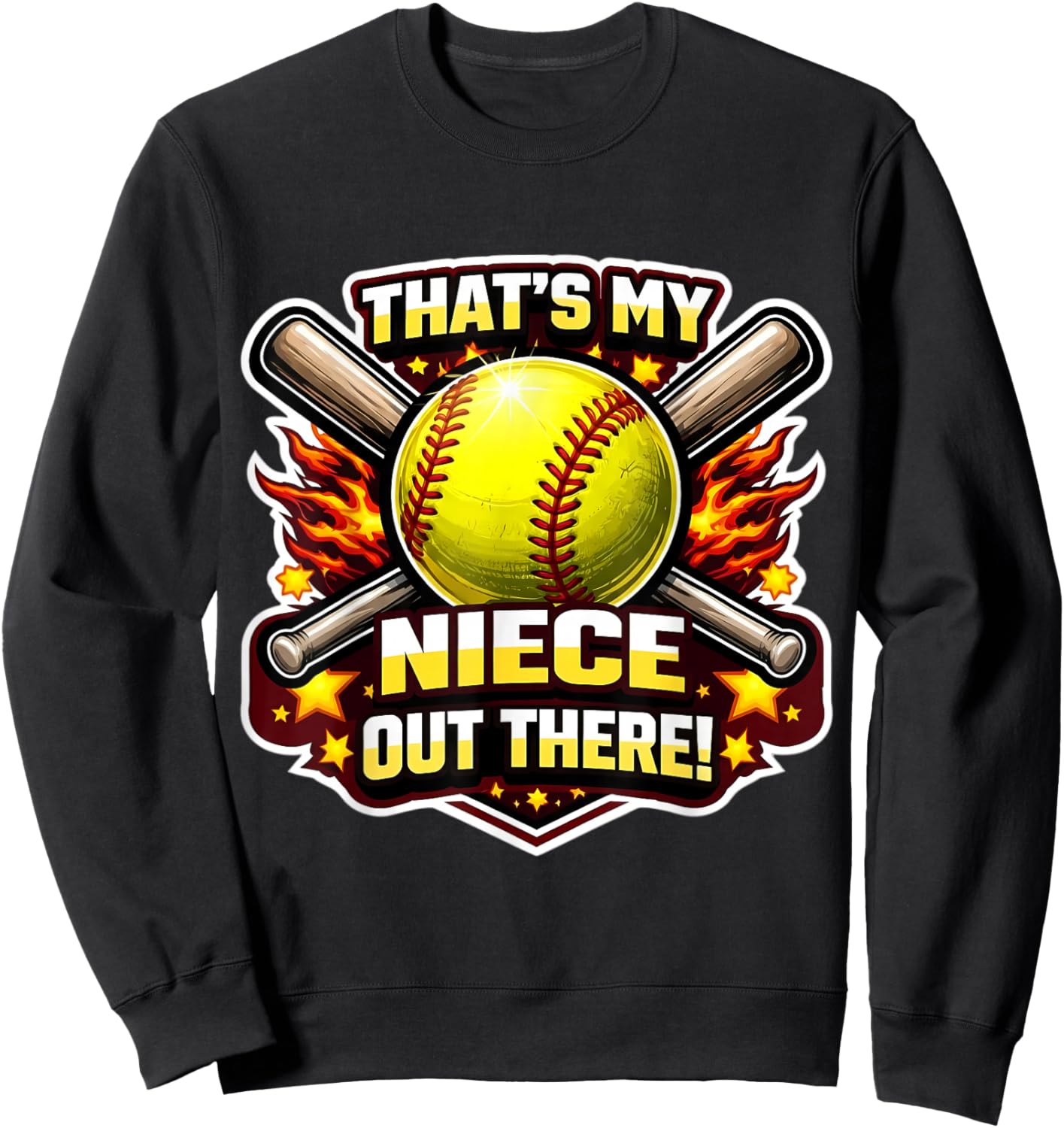 That's My Niece Out There Proud Softball Uncle Aunt Player Sweatshirt - Sweatshirt | Black