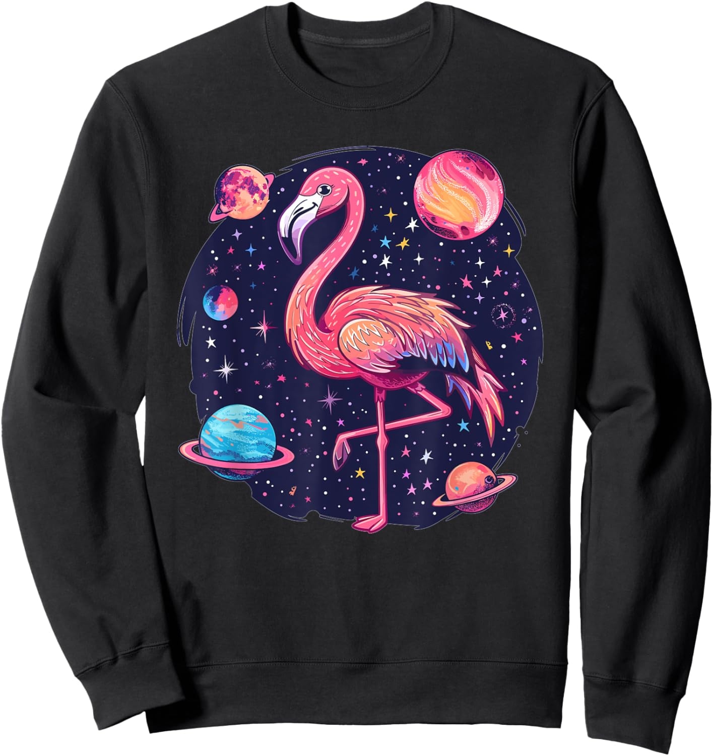 Outer Space Flamingo I Space Sweatshirt - Sweatshirt | Black