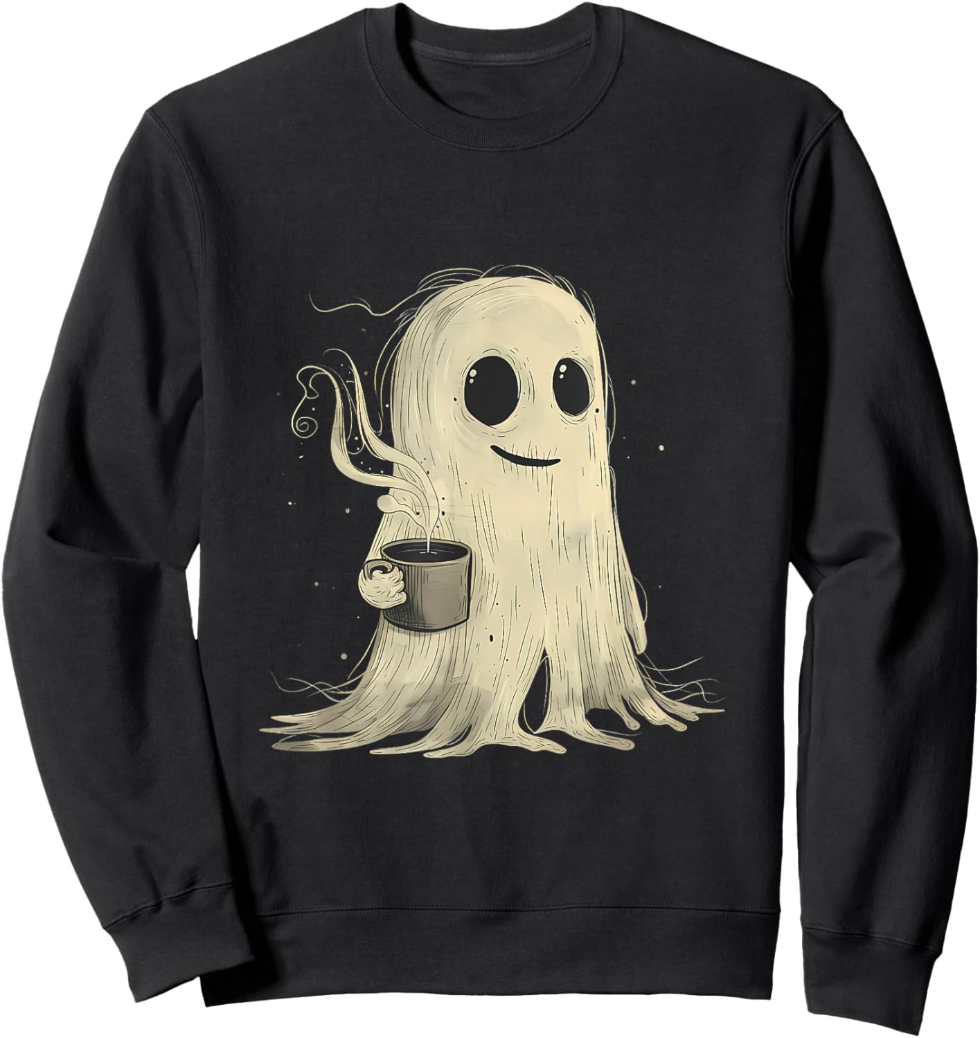 Spooky Ghost Costume Coffee Funny Halloween Costume Sweatshirt - Sweatshirt | Black