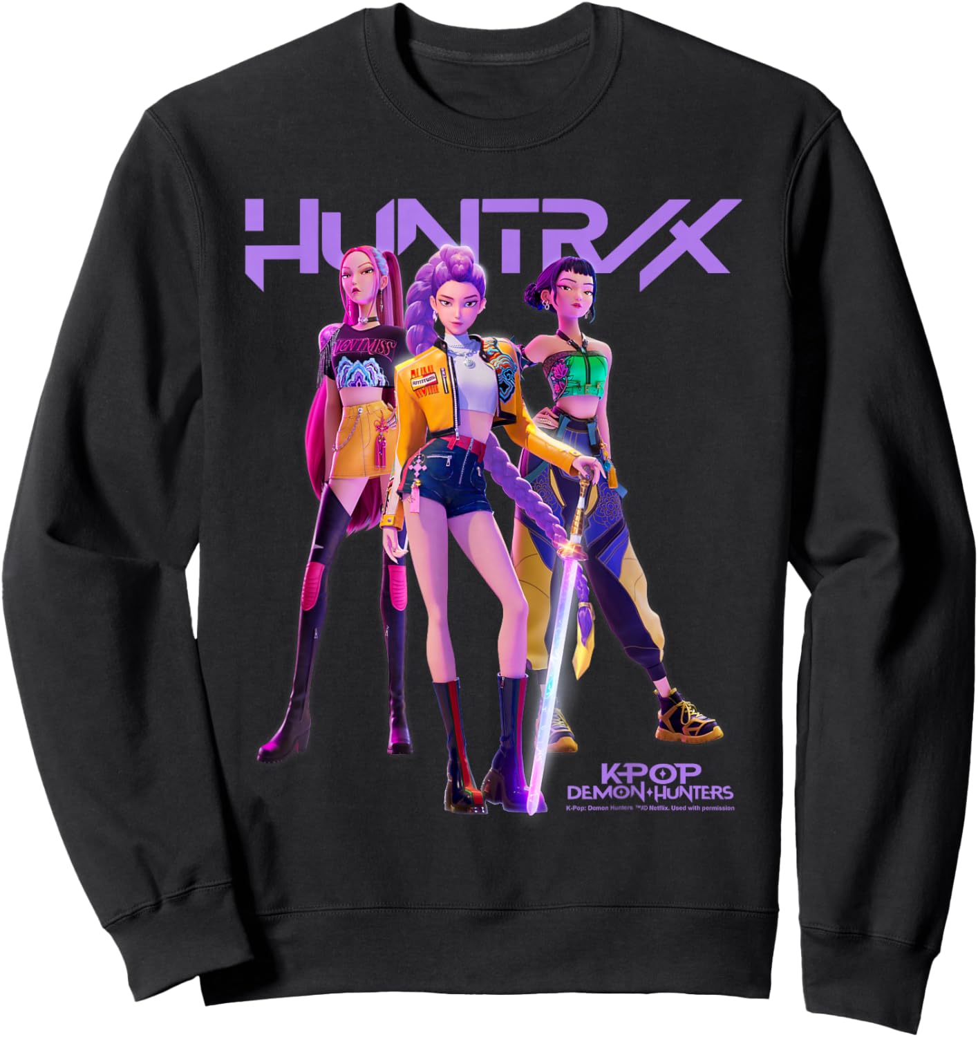 Kpop Demon Hunters Huntrix Pose Officially Licensed Sweatshirt - Sweatshirt | Black