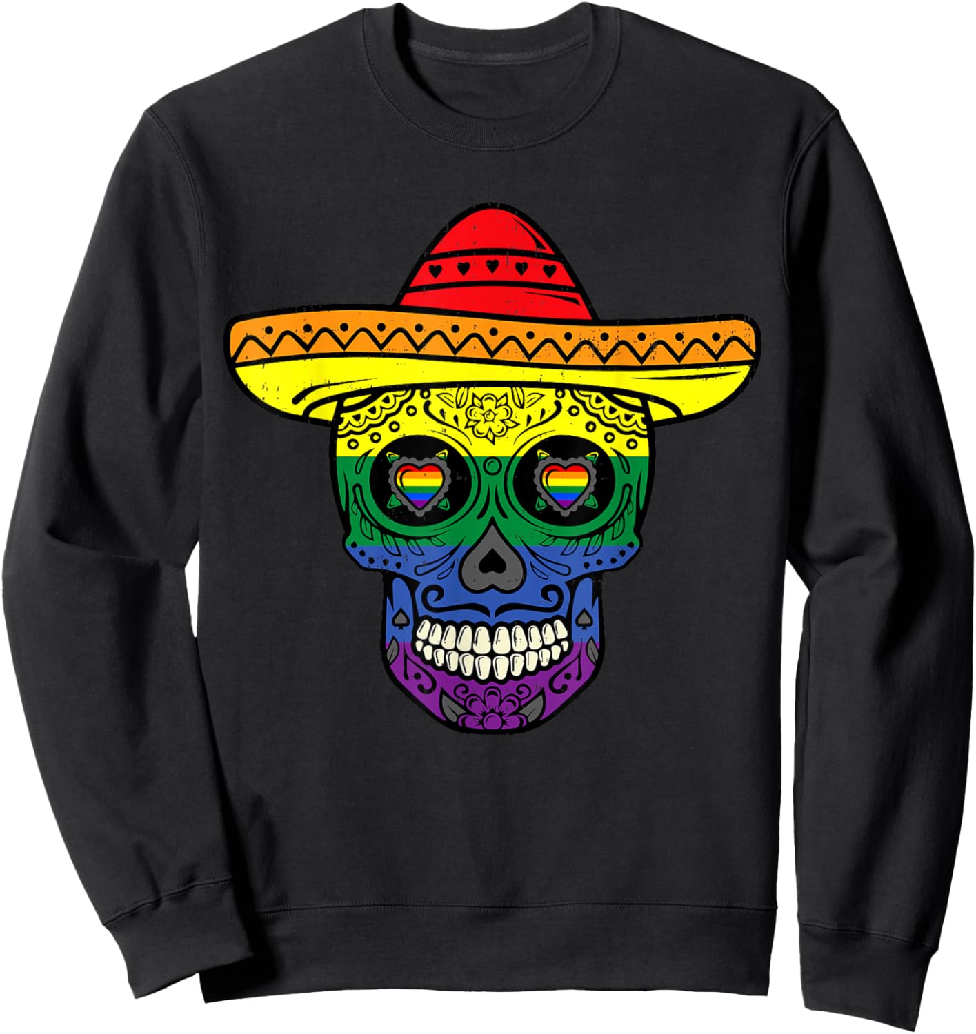 Rainbow Skull Mexican LGBTQ Gay Pride LGBT Cinco De Mayo Men Sweatshirt - Sweatshirt | Black