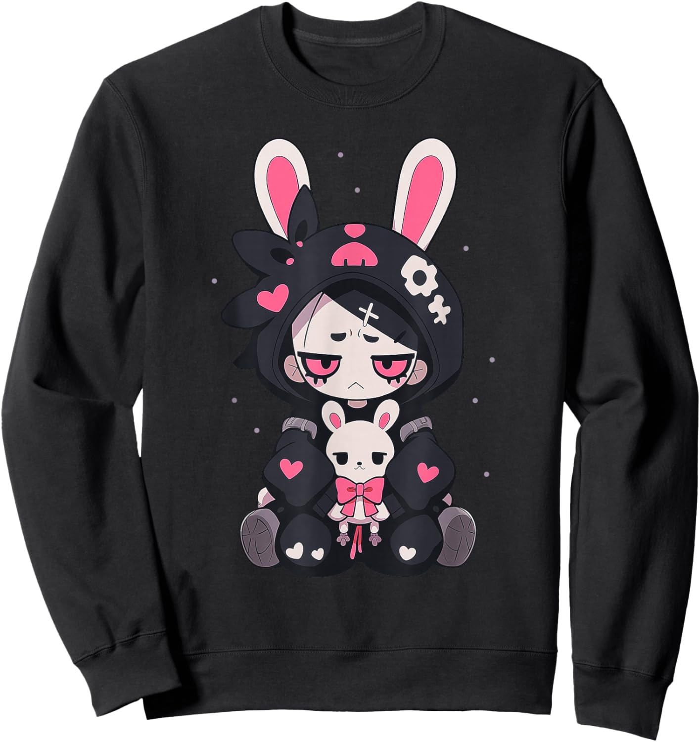 Rabbit Gothic Anime Japanese Creepy E-Girl Otaku Gothic Sweatshirt - Sweatshirt | Black