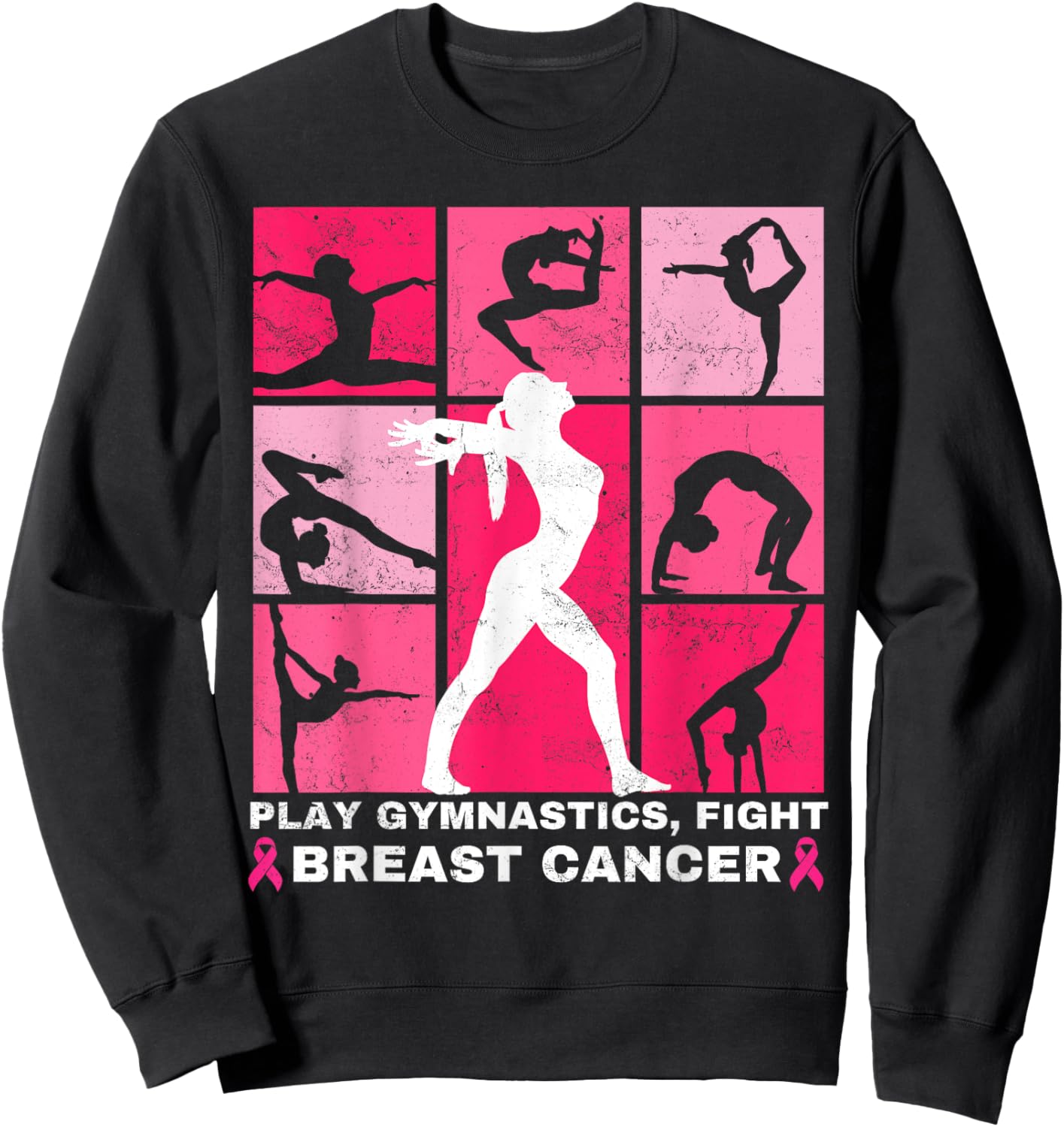 Gymnastics Lovers Breast Cancer Awareness For Gymnast Girls Sweatshirt - Sweatshirt | Black