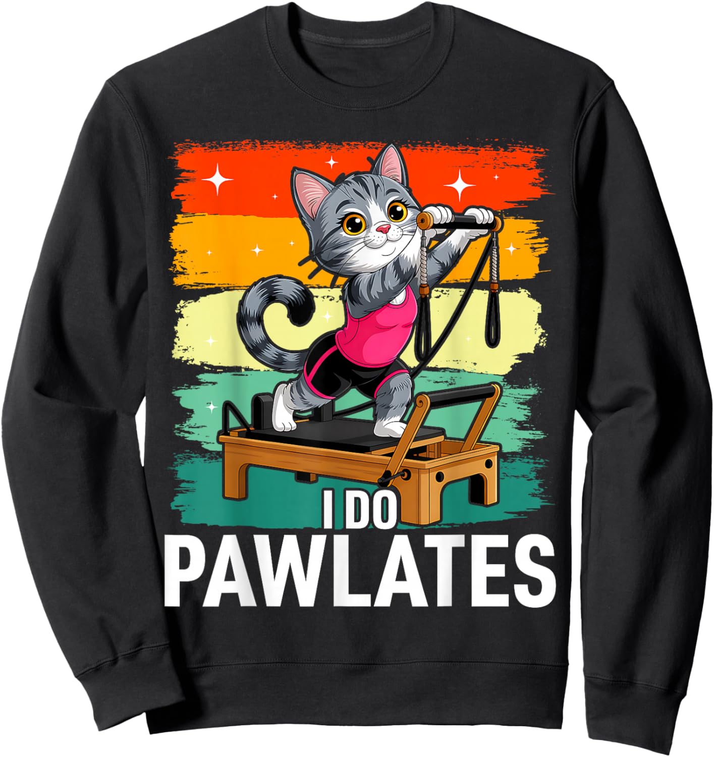 Pilates I Do Pawlates Cat Yoga Sweatshirt - Sweatshirt | Black