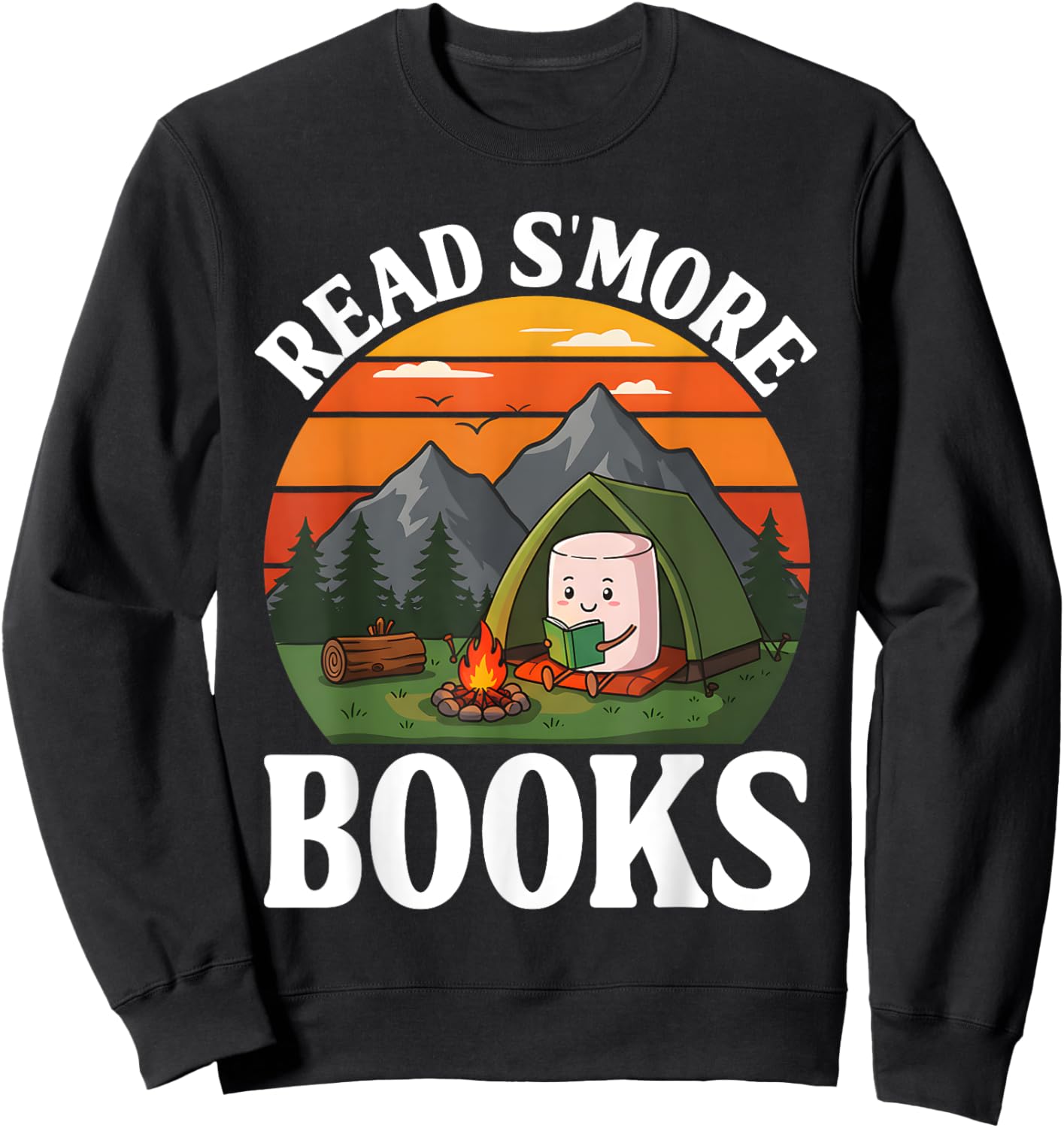 Read S'more Books Camping Outdoors Travel Campfire Smores Sweatshirt - Sweatshirt | Black