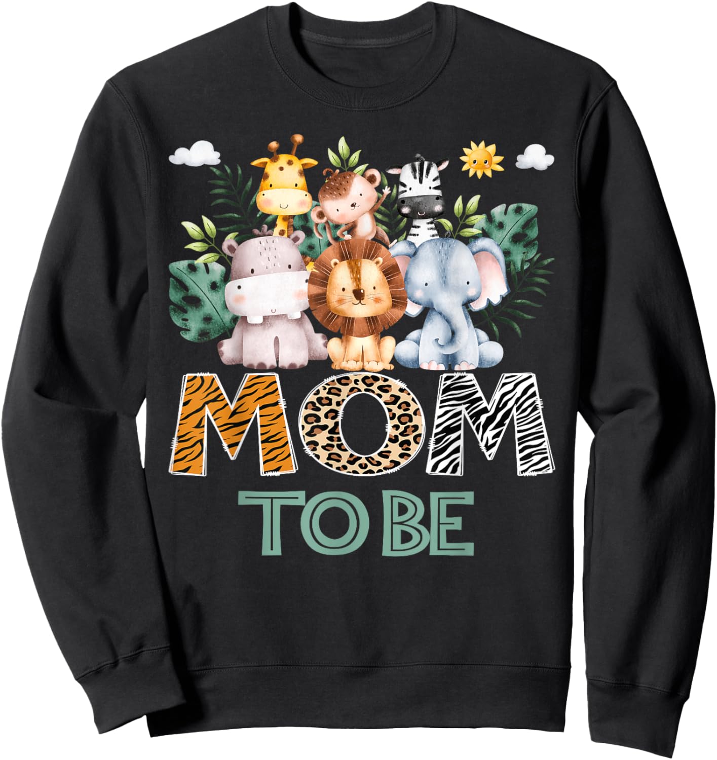 Soon To Be Mom Jungle Animal Safari Gender Reveal Sweatshirt - Sweatshirt | Black