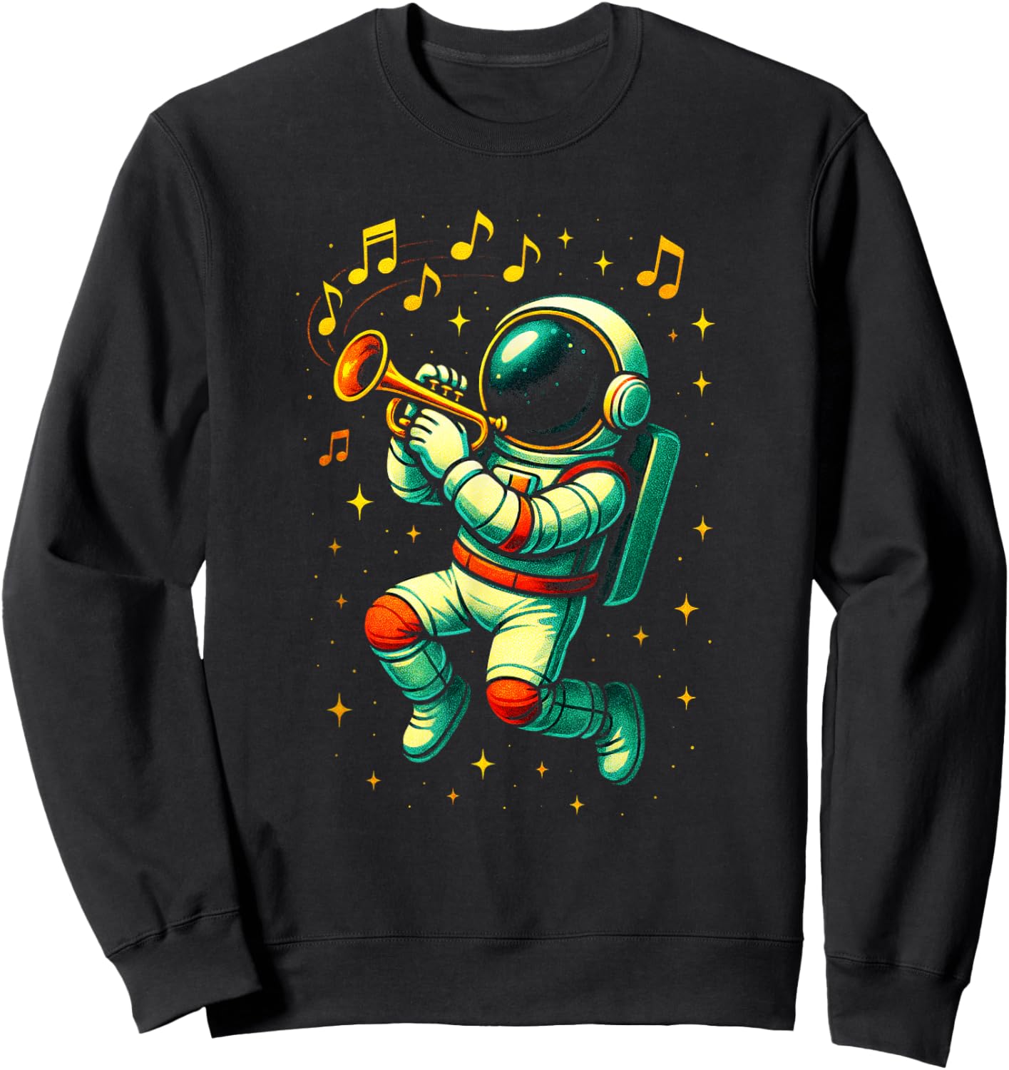 Astronaut Playing Trumpet - Music Space Art Sweatshirt - Sweatshirt | Black