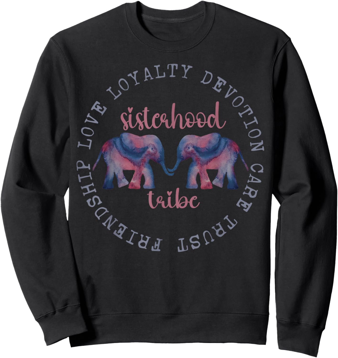 Elephant Friendship Sisterhood Tribe Squad Crew Friend Group Sweatshirt - Sweatshirt | Black