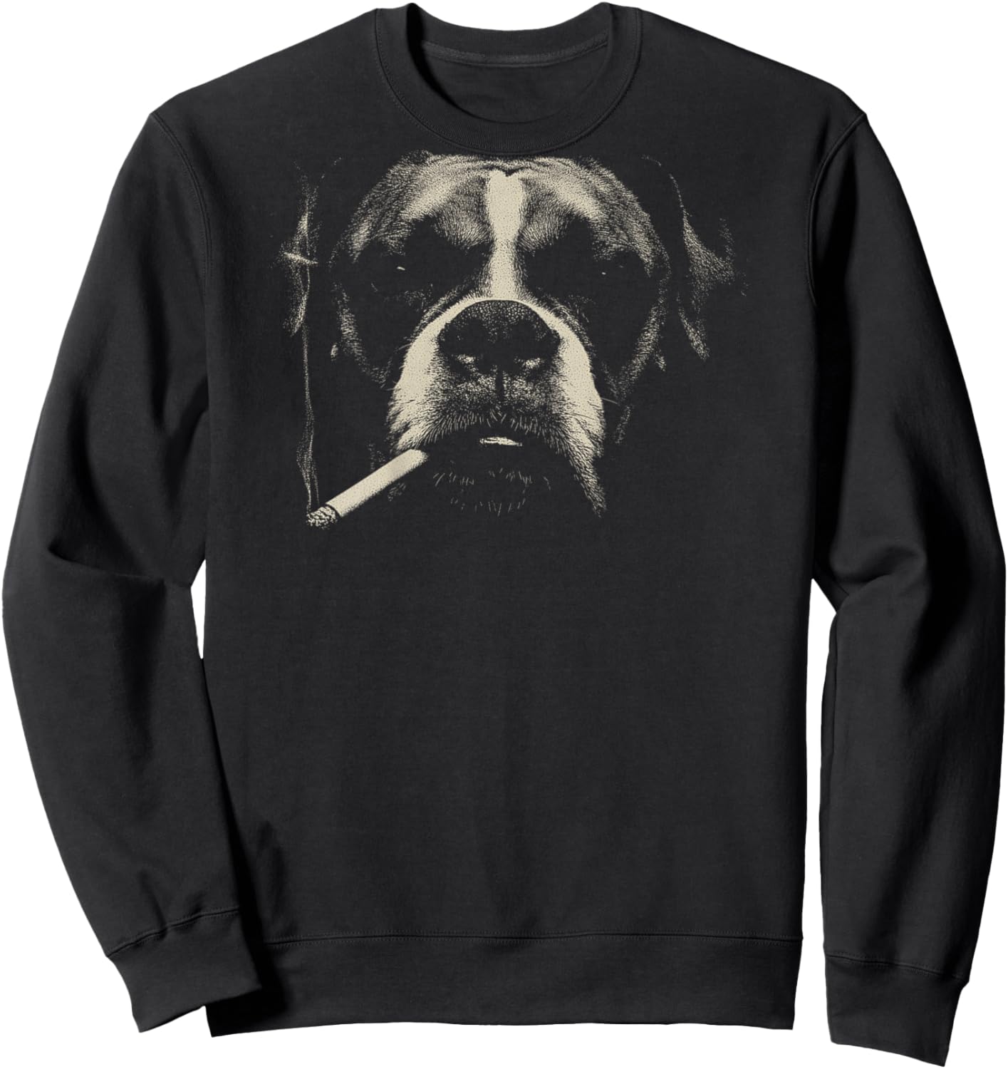 Boxer Smoking A Cigarette Grunge Vintage Meme 90s On Back Sweatshirt - Sweatshirt | Black