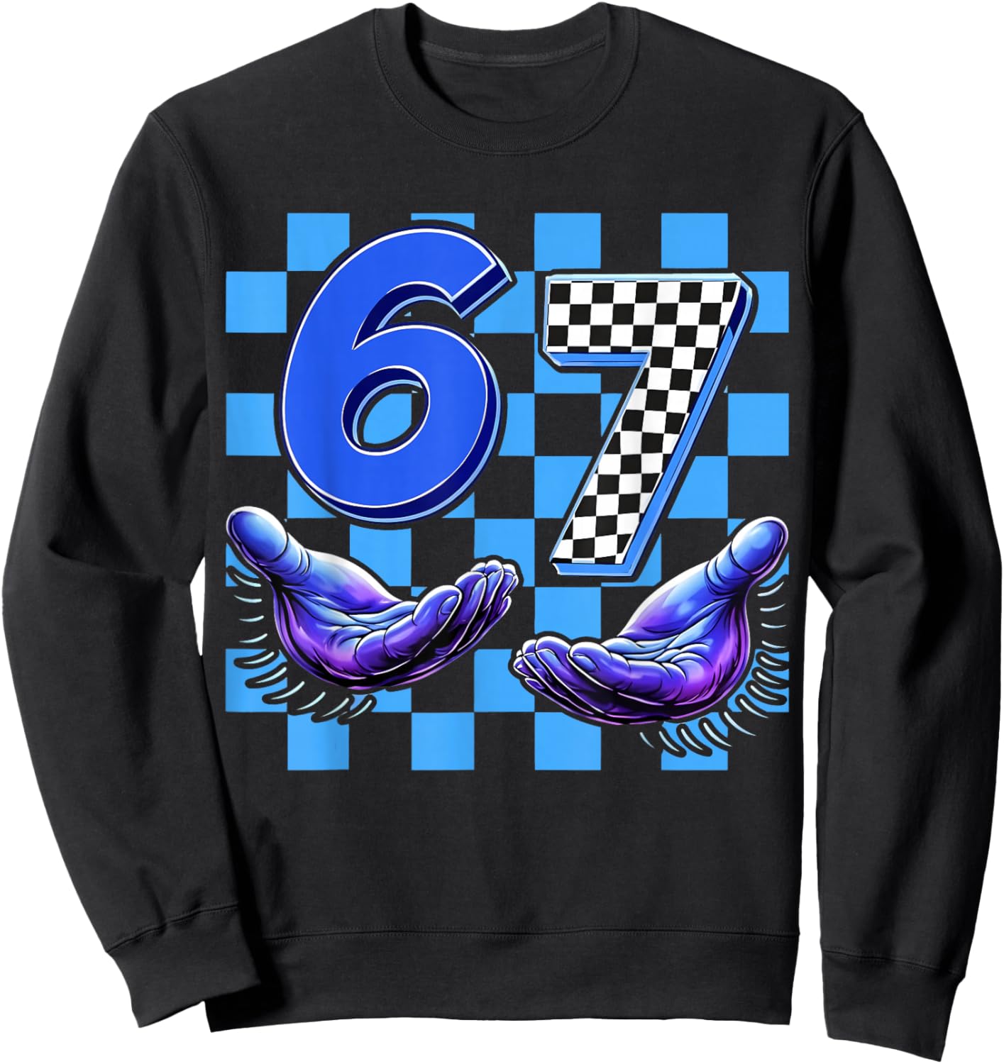 6 7 Birthday Blue Checker Funny Gen Alpha Gift Kids Boys Sweatshirt - Sweatshirt | Black