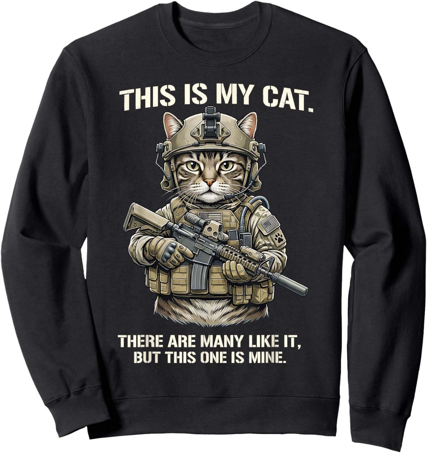 Funny Military Feline Soldier Creed Sweatshirt - Sweatshirt | Black