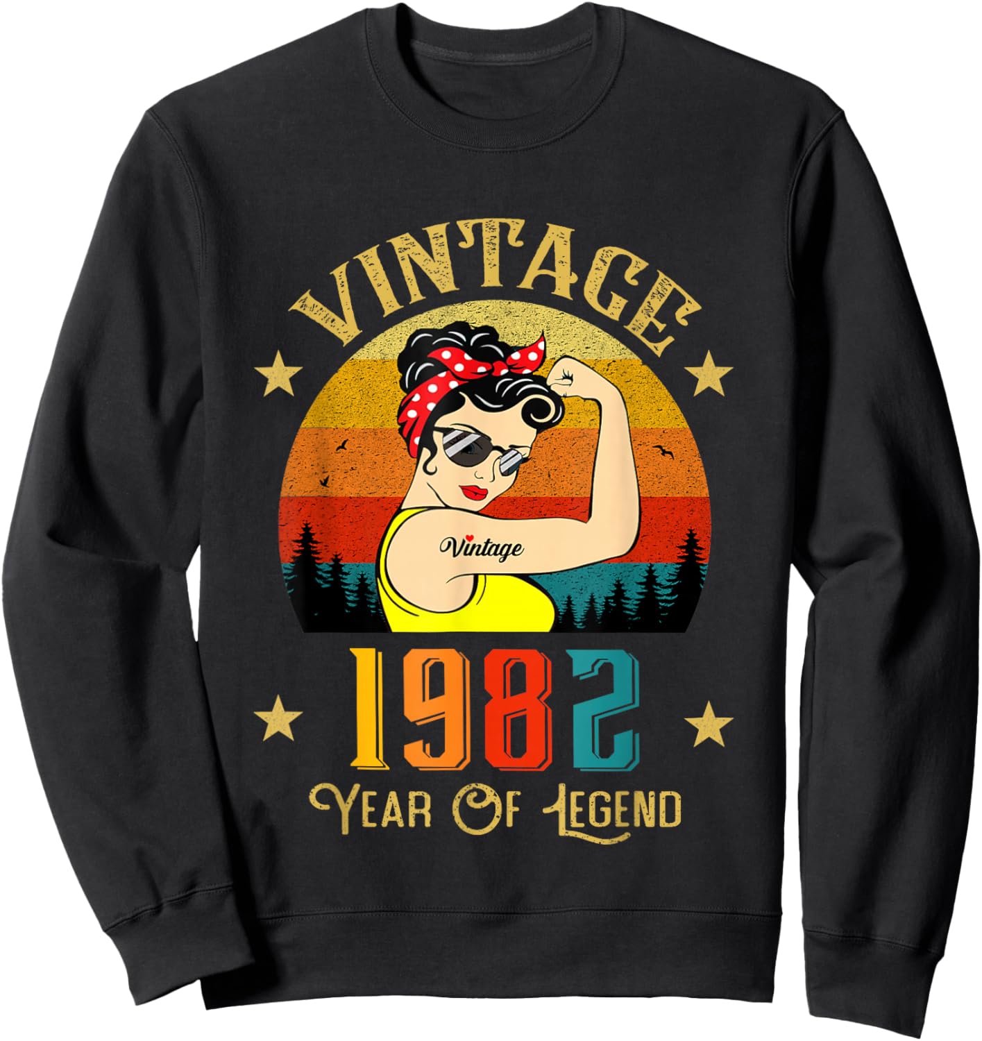 Vintage 1982 Geburtstag Frauen 44 Jahre alt lustig Vintage 1982 Sweatshirt - Sweatshirt | Black