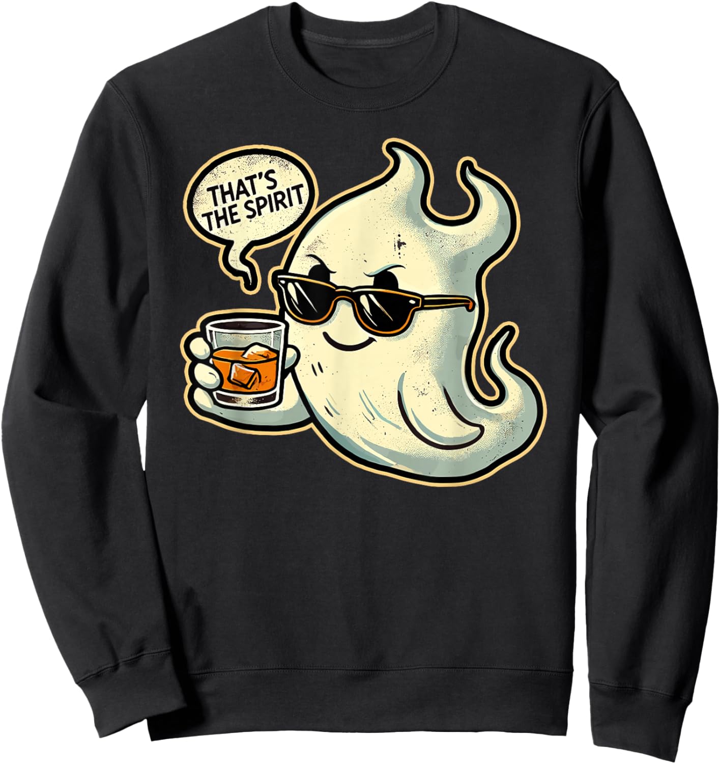 Cool Ghost Whiskey Pun Men Women Funny Halloween Sweatshirt - Sweatshirt | Black