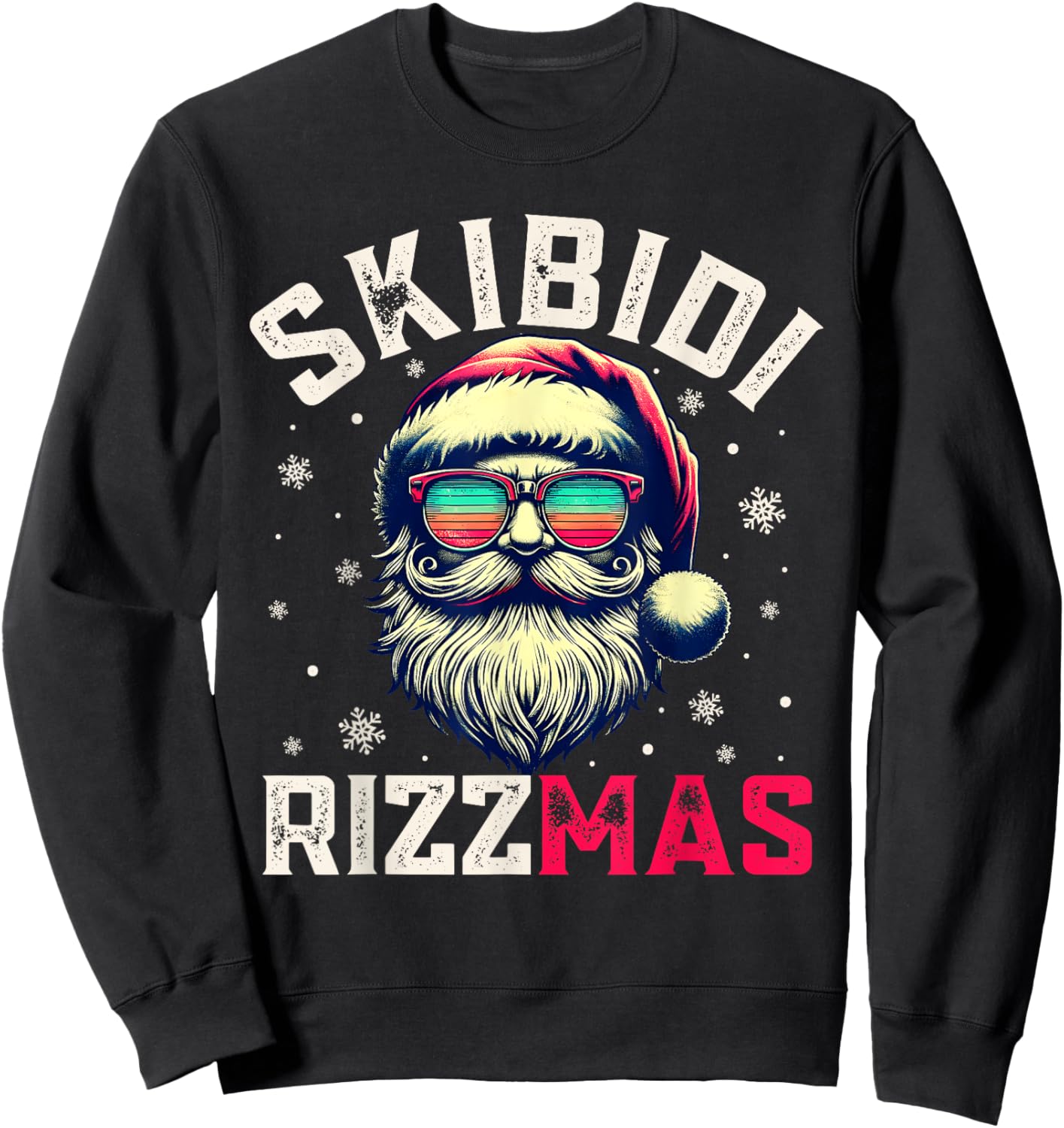 Skibidi Rizzmas Christmas Rizz Santa Claus Rizz the Season Sweatshirt - Sweatshirt | Black
