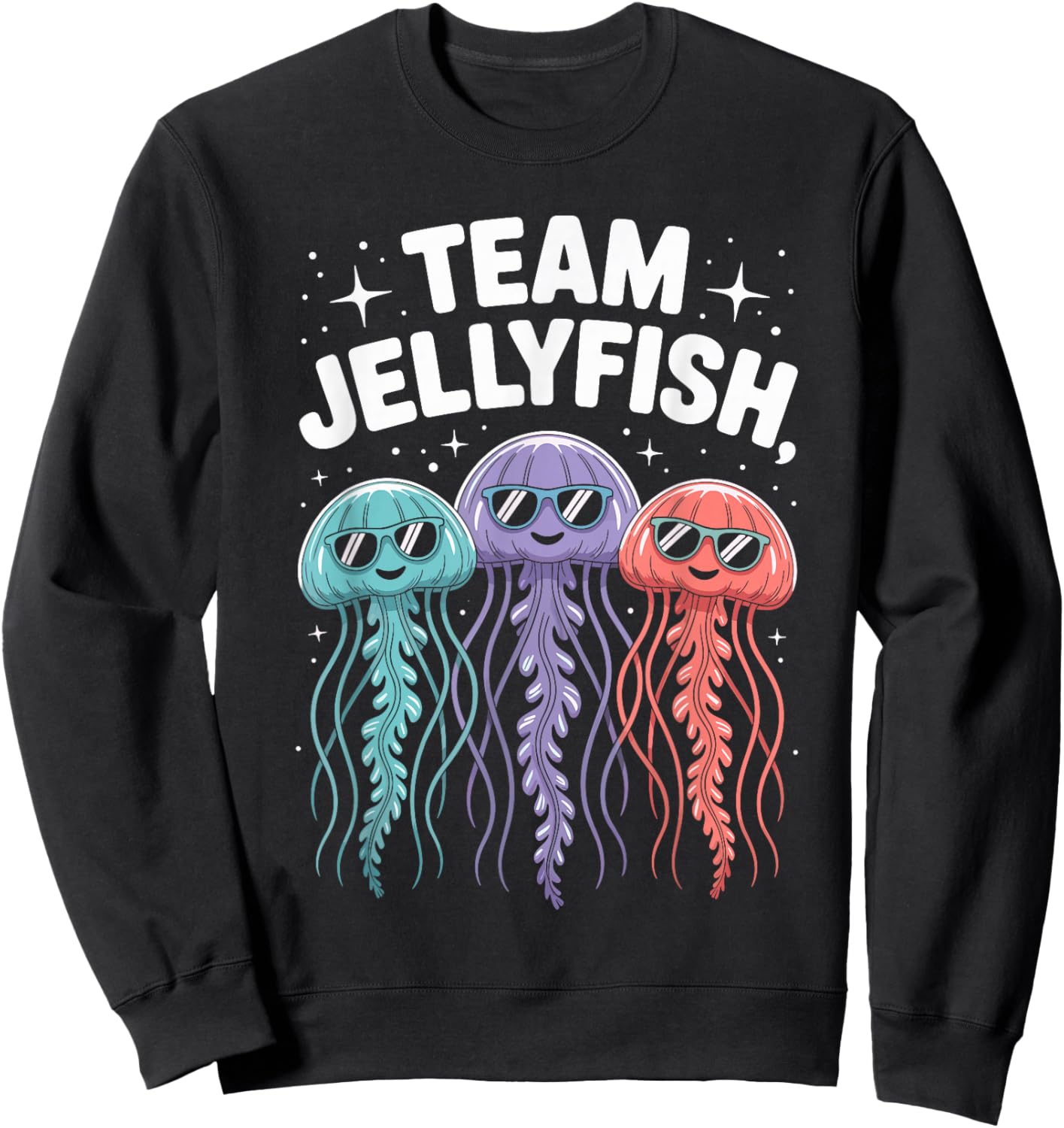 Jellyfish Team Funny Cartoon Ocean Birthday Party Style Sweatshirt - Sweatshirt | Black