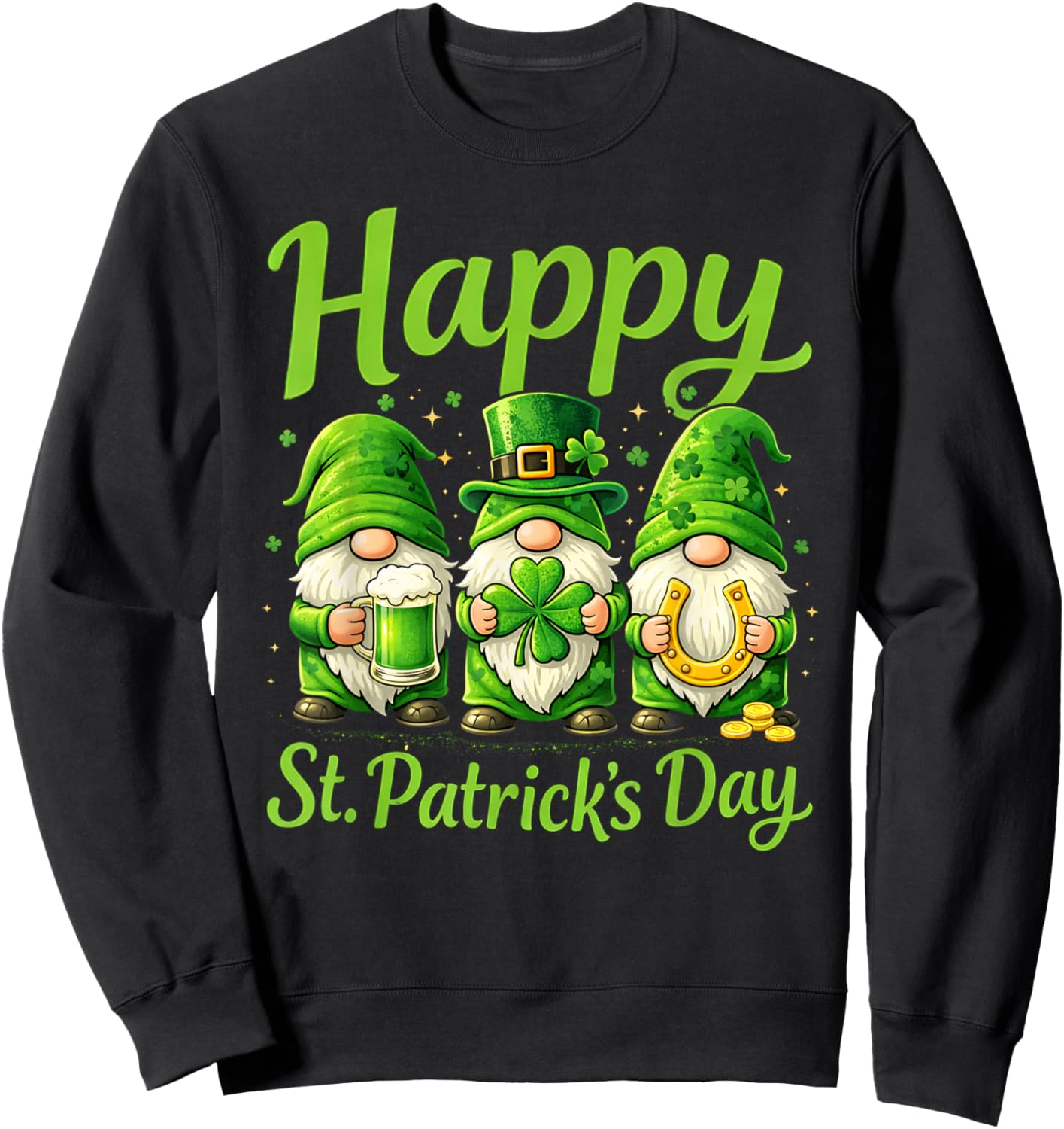Gnomes Happy Saint Patrick Day Celebration St Patrick Day Sweatshirt - Sweatshirt | Black