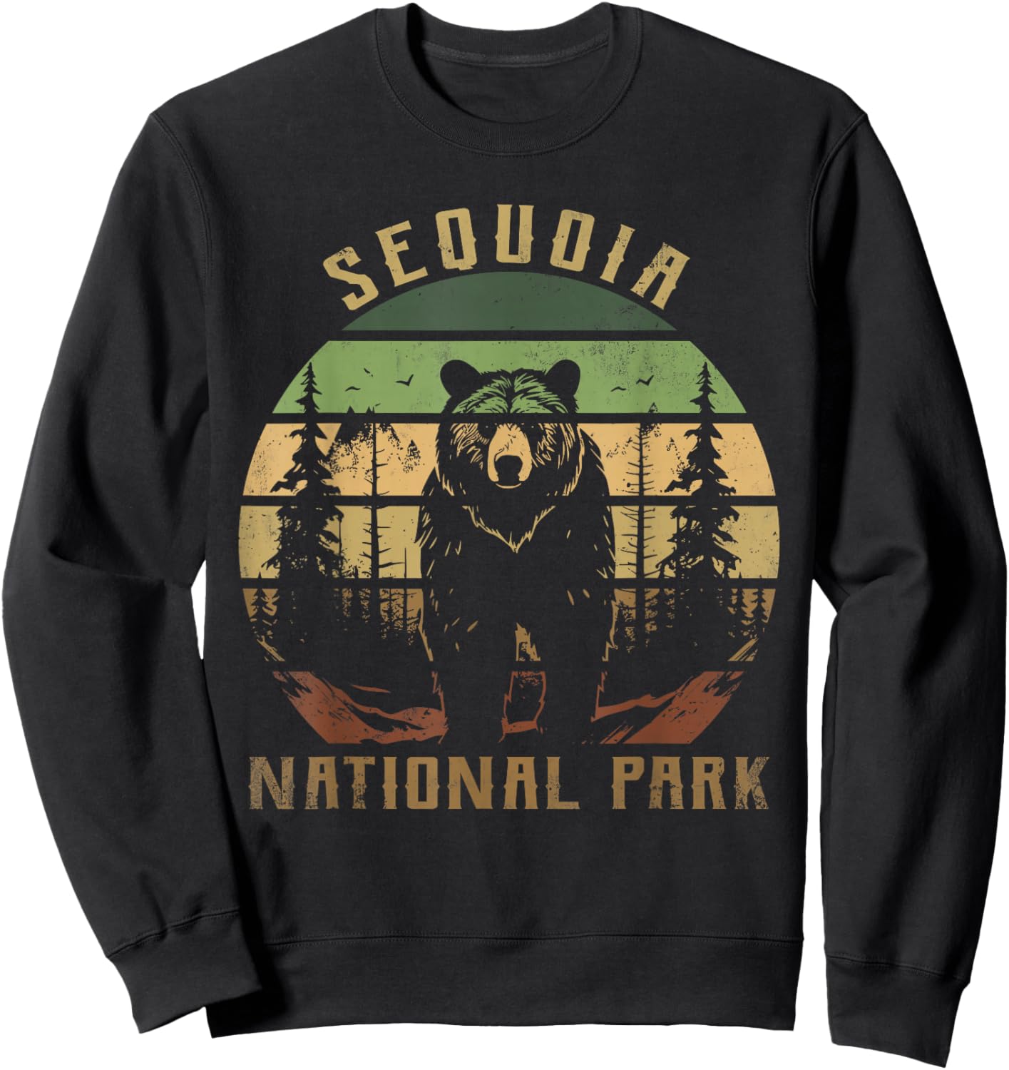 Retro Vintage Sequoia National Park for kids Hiking Camping Sweatshirt - Sweatshirt | Black