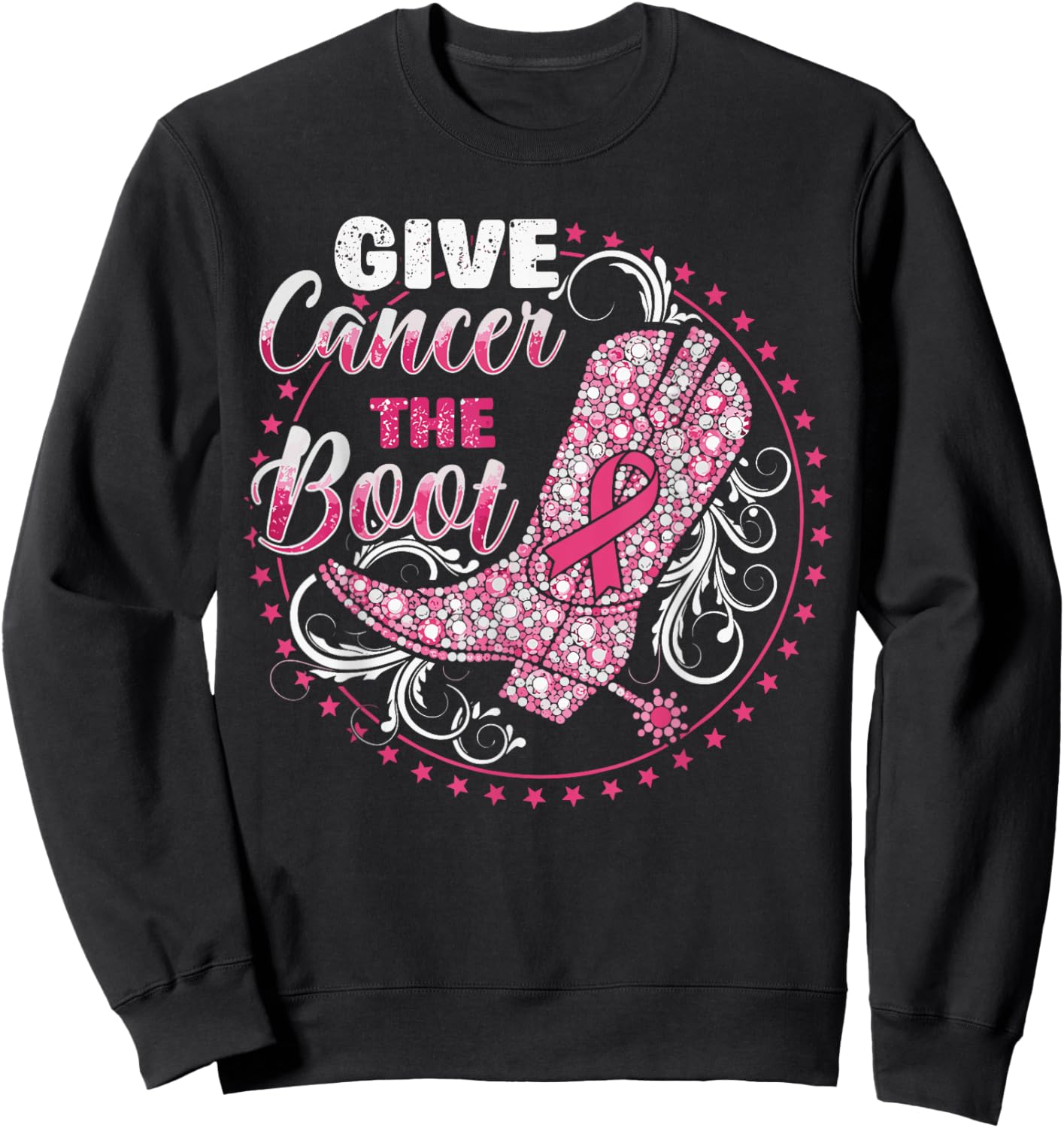 Breast Cancer Shirts , Cowgirl Boots On The Ground Sweatshirt - Sweatshirt | Black
