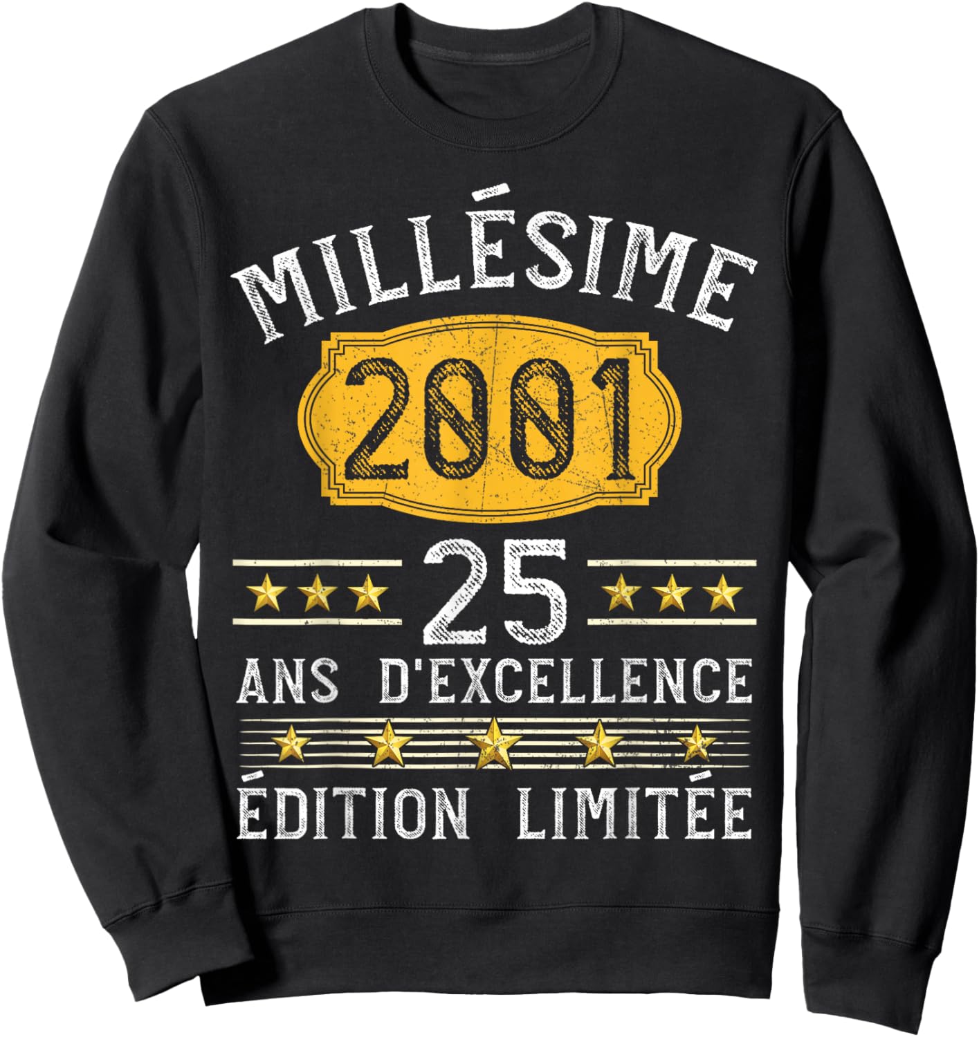 Vintage 2001 Gift 25 Years Man Birthday Humour Sweatshirt - Sweatshirt | Black