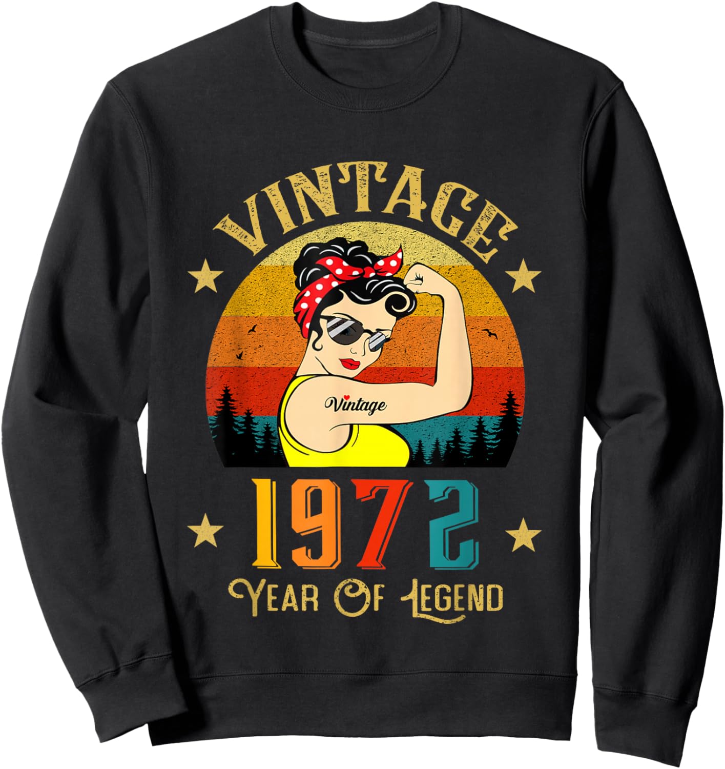 Vintage 1972 Anniversaire Femmes 54 Ans Drôle Vintage 1972 Sweatshirt - Sweatshirt | Black