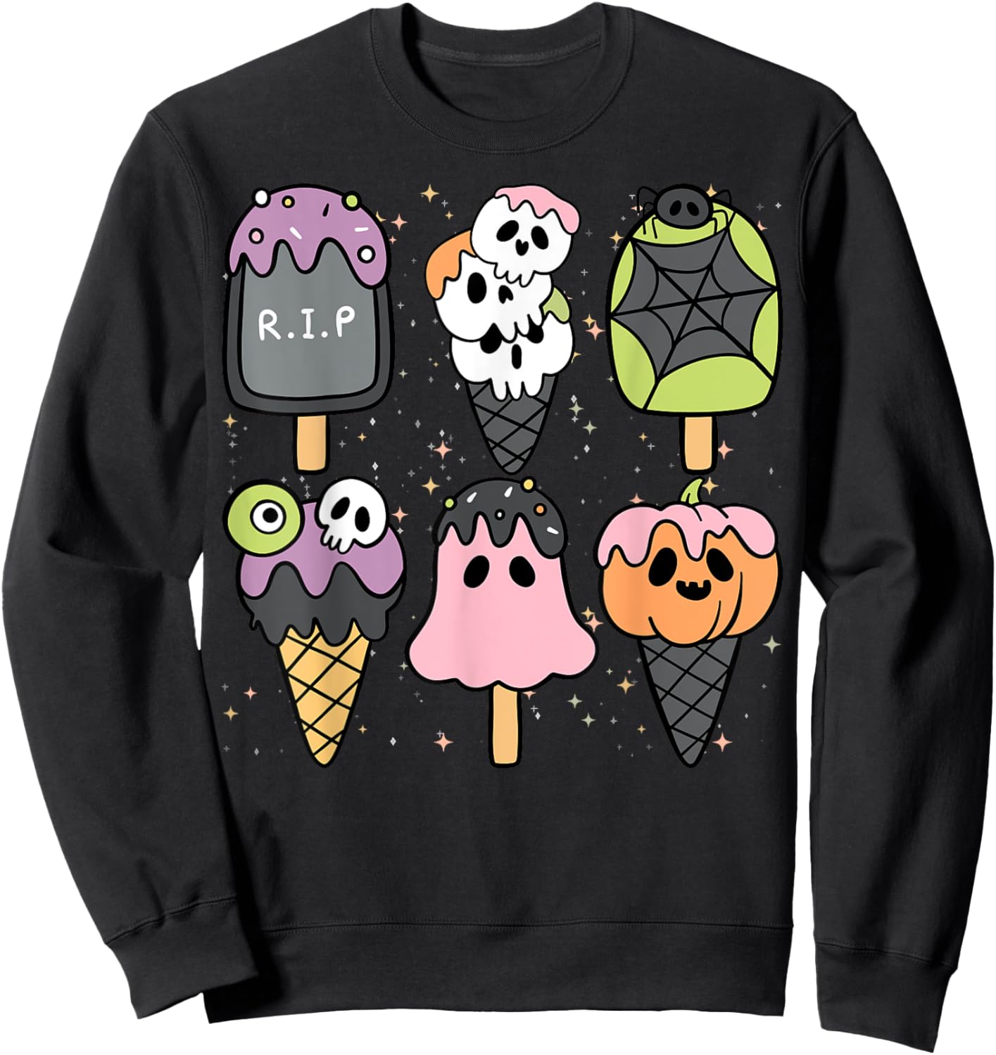 Horror Movie Summer Popsicle Halloween Ice Cream Summer-ween Women Kids Sweatshirt - Sweatshirt | Black