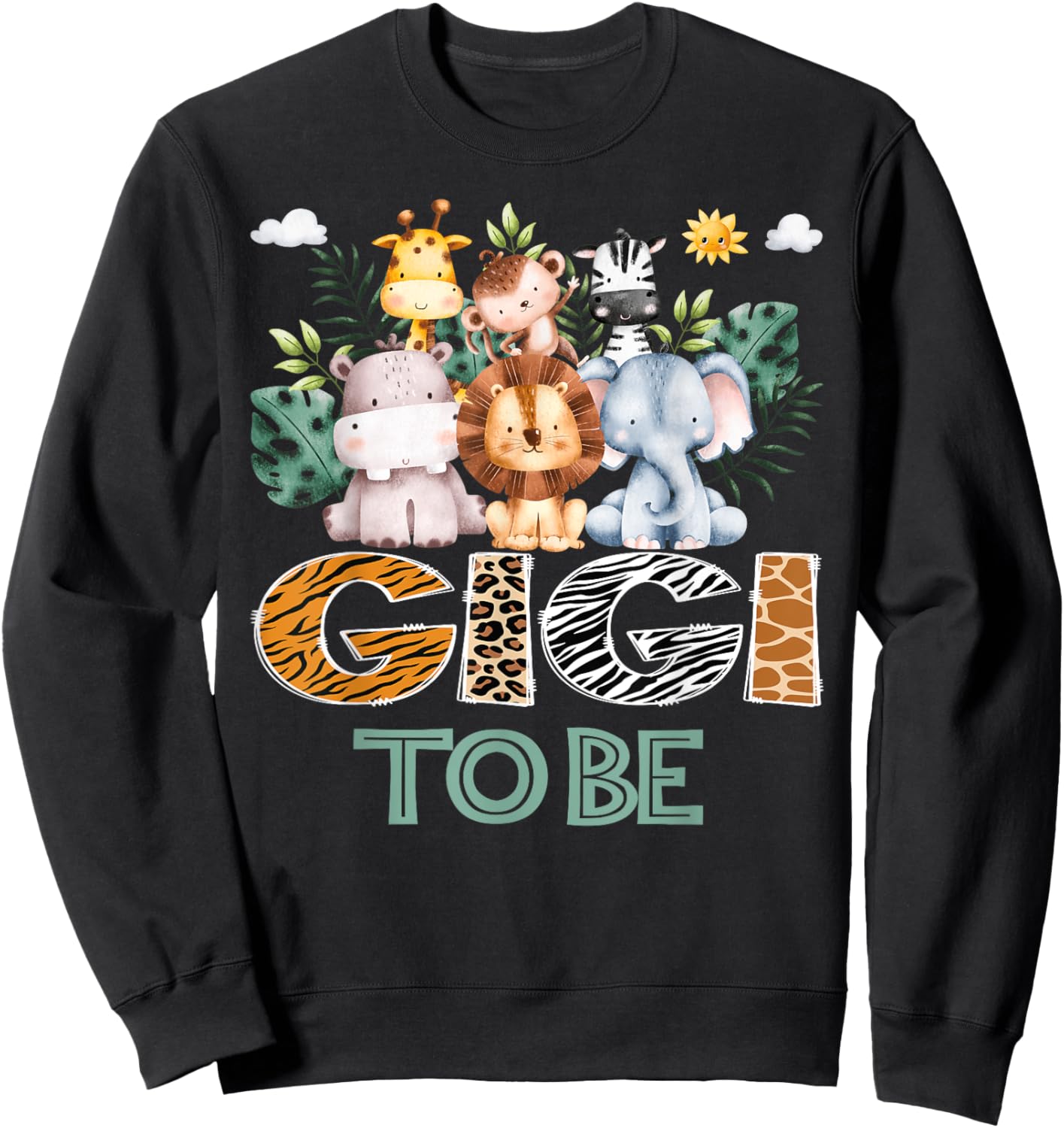 Soon To Be Gigi Jungle Animal Safari Gender Reveal Sweatshirt - Sweatshirt | Black