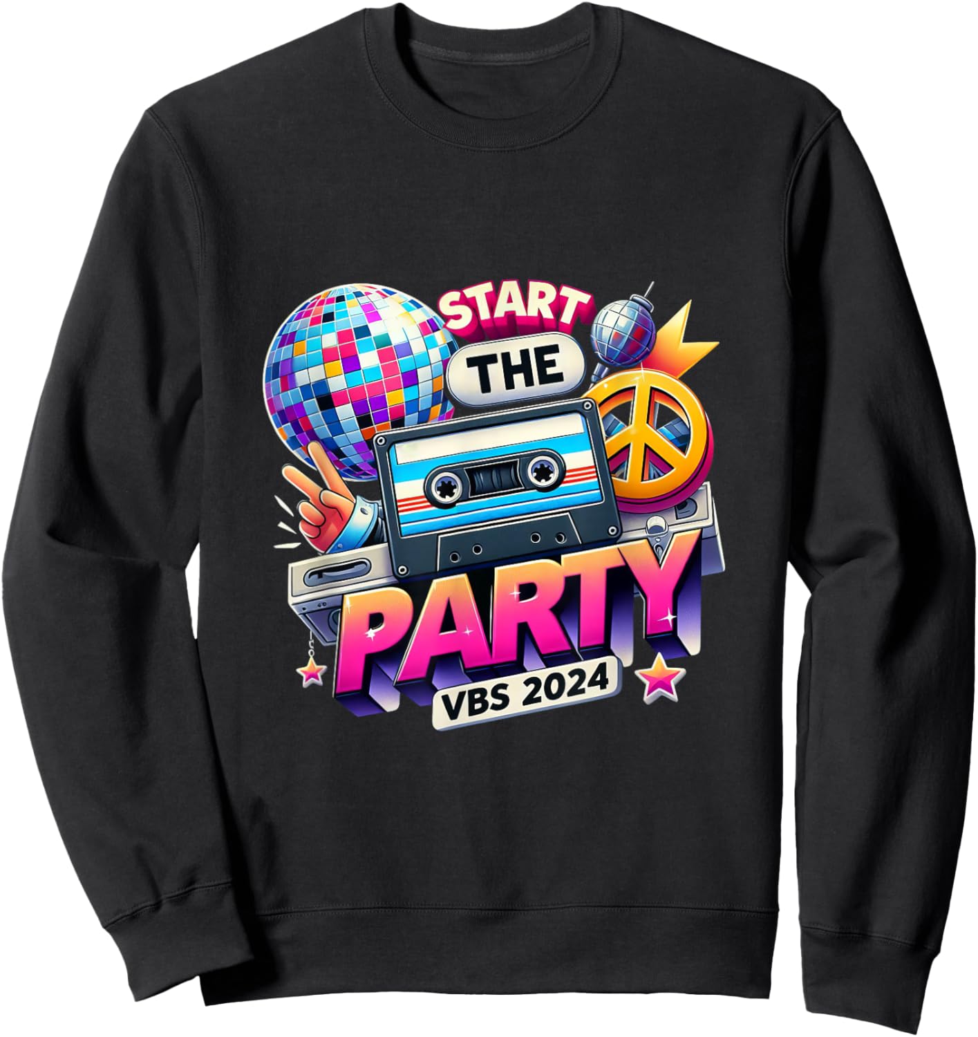Vacation Bible School 2024 Start The Party Funny VBS 2024 Sweatshirt - Sweatshirt | Black