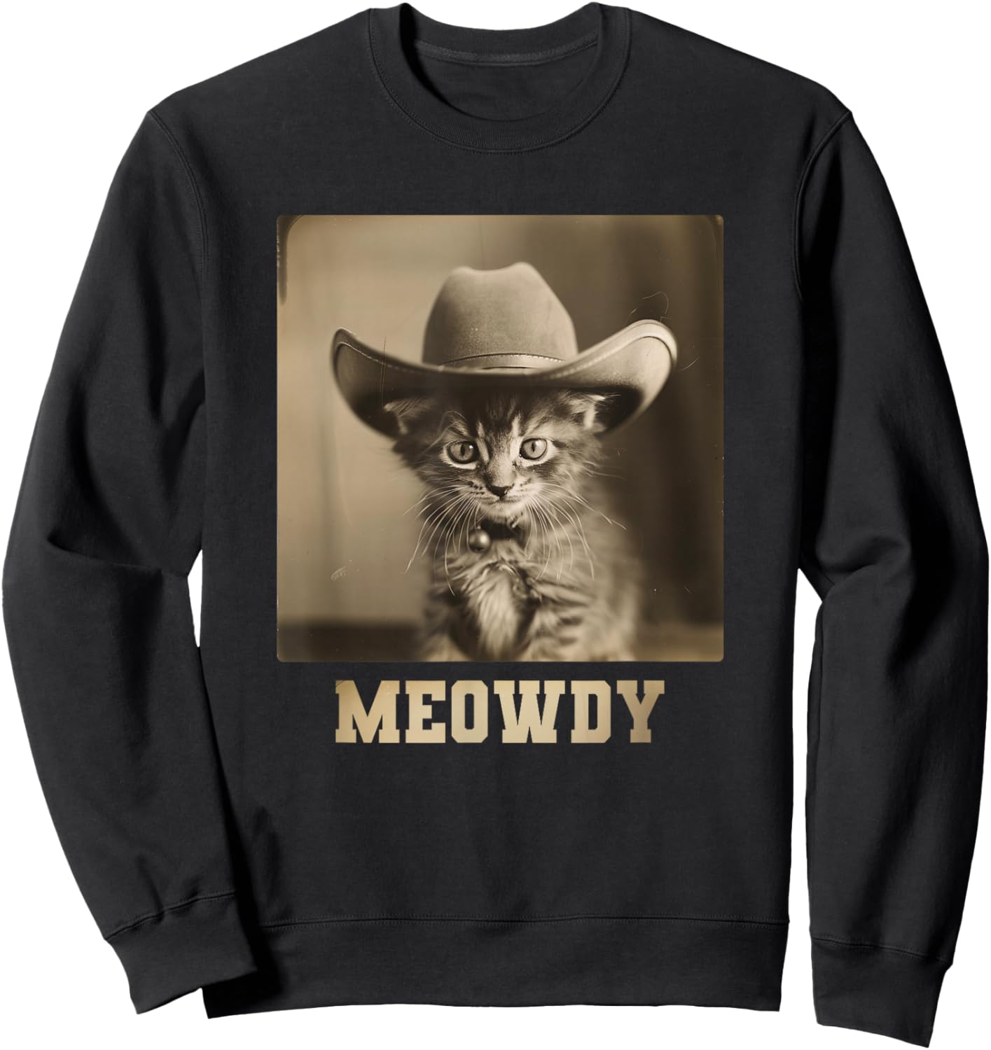 Vintage Meowdy Cat Sweatshirt - Sweatshirt | Black