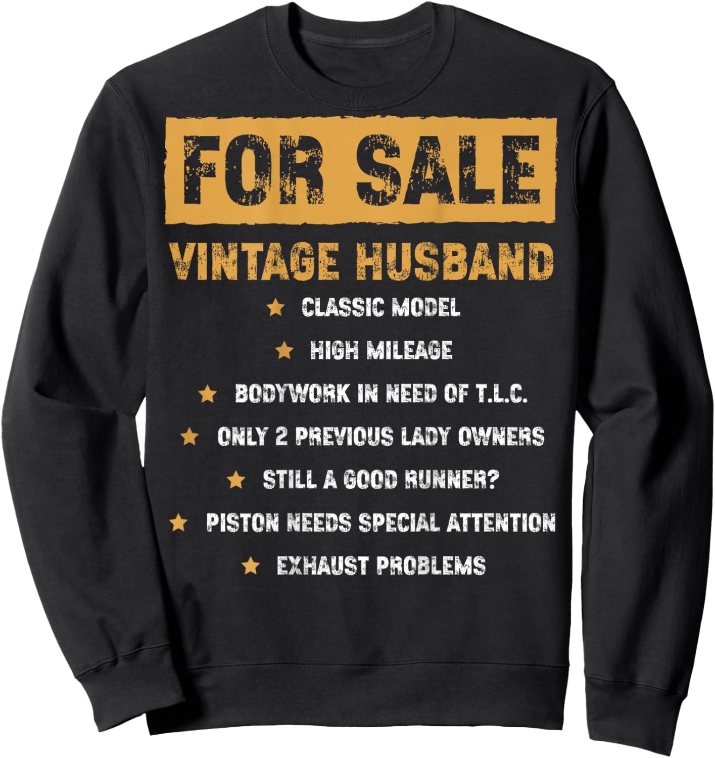 (ON Back) for Sale Vintage Husband Classic Model Fathers Day Sweatshirt - Sweatshirt | Black