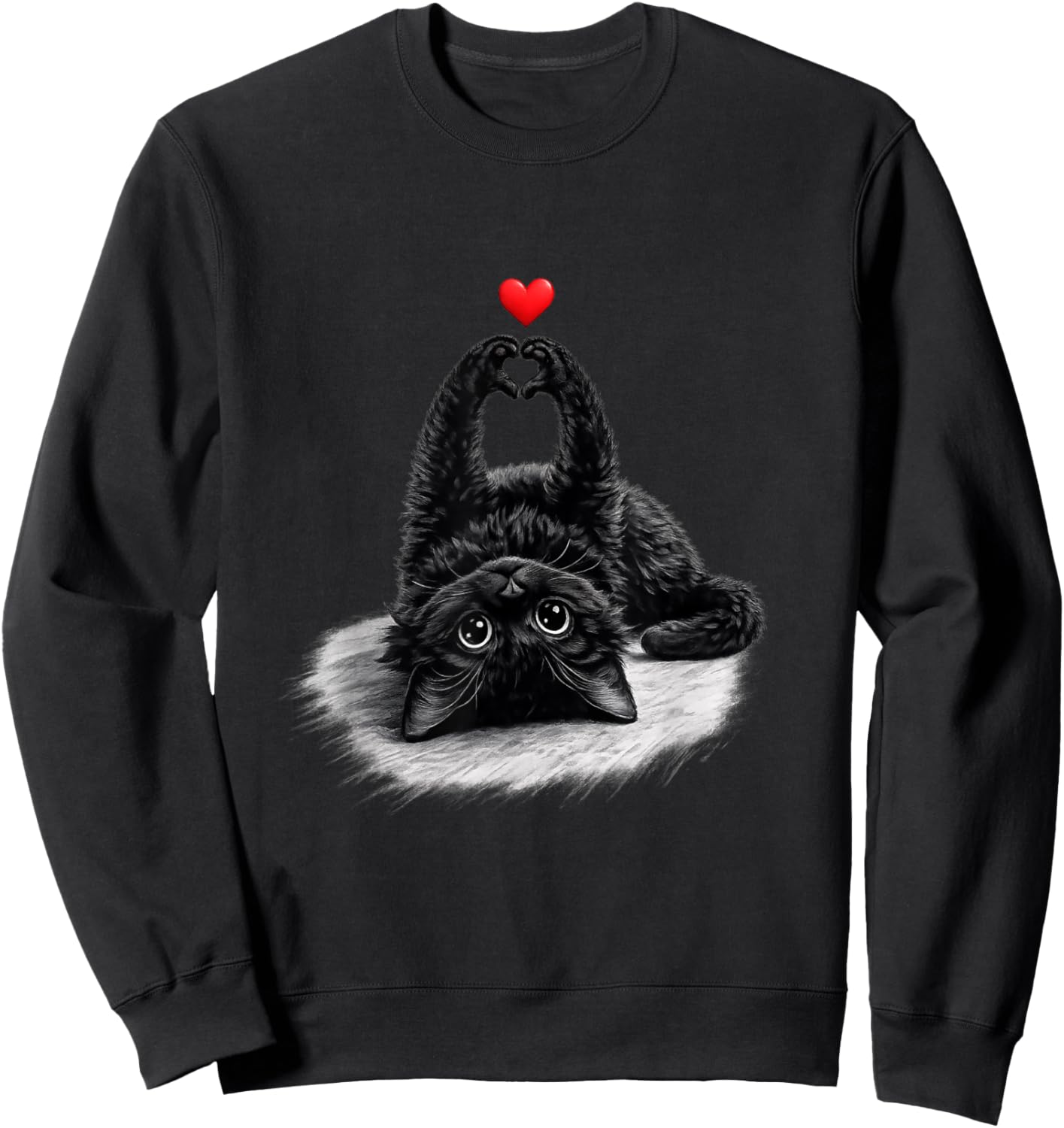 Katzen Hauskatze Herz Geschenk Katzenliebhaber Sweatshirt - Sweatshirt | Black