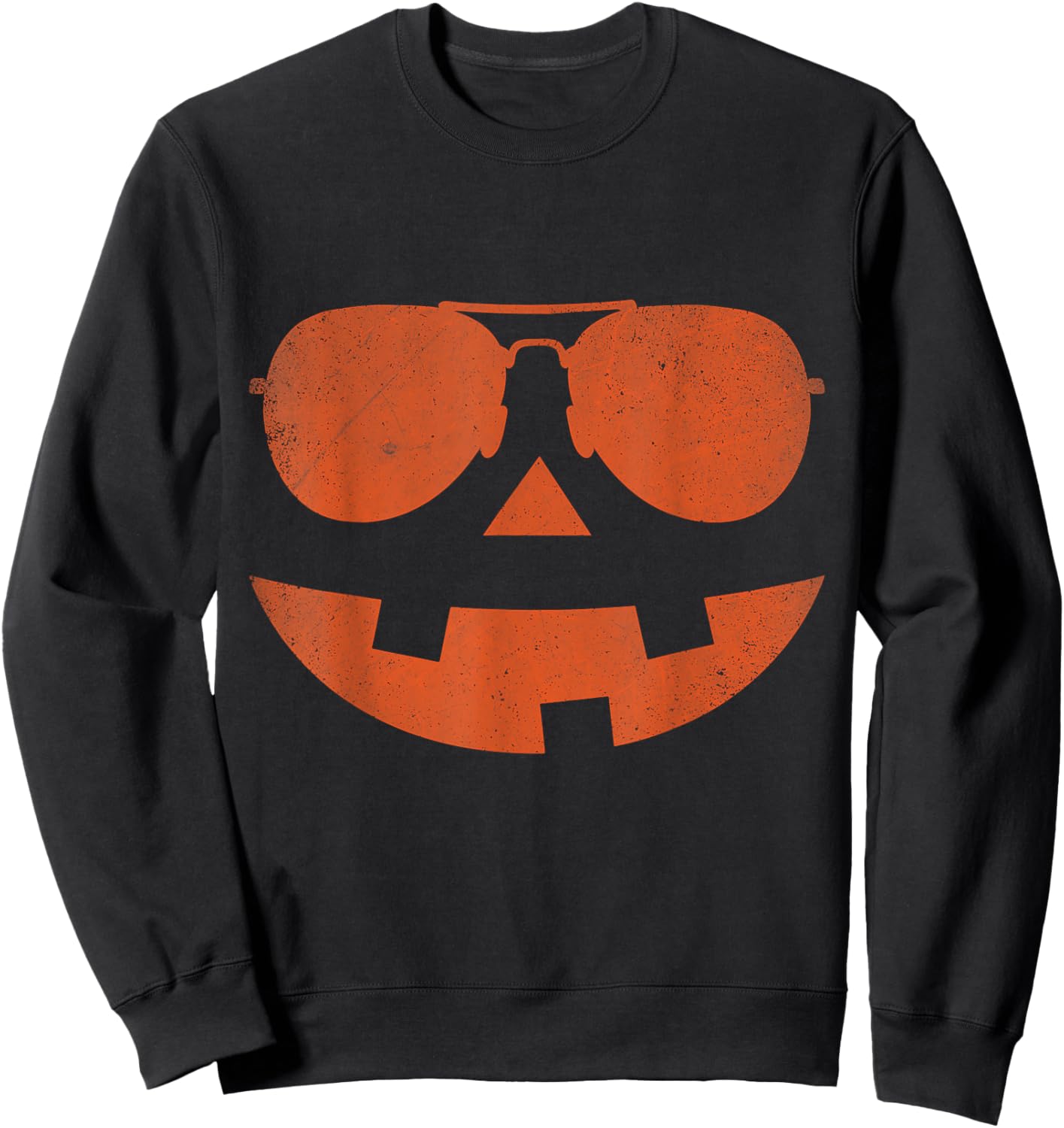 Jack O Lantern Sunglasses Pumpkin Face Halloween Costume Sweatshirt - Sweatshirt | Black