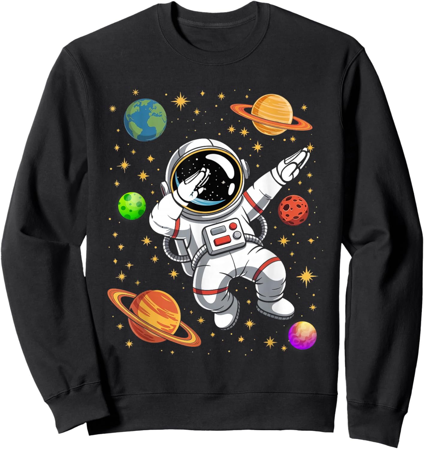 Dabbing Astronaut Boys Kids Youth Outer Space Planets Space Sweatshirt - Sweatshirt | Black