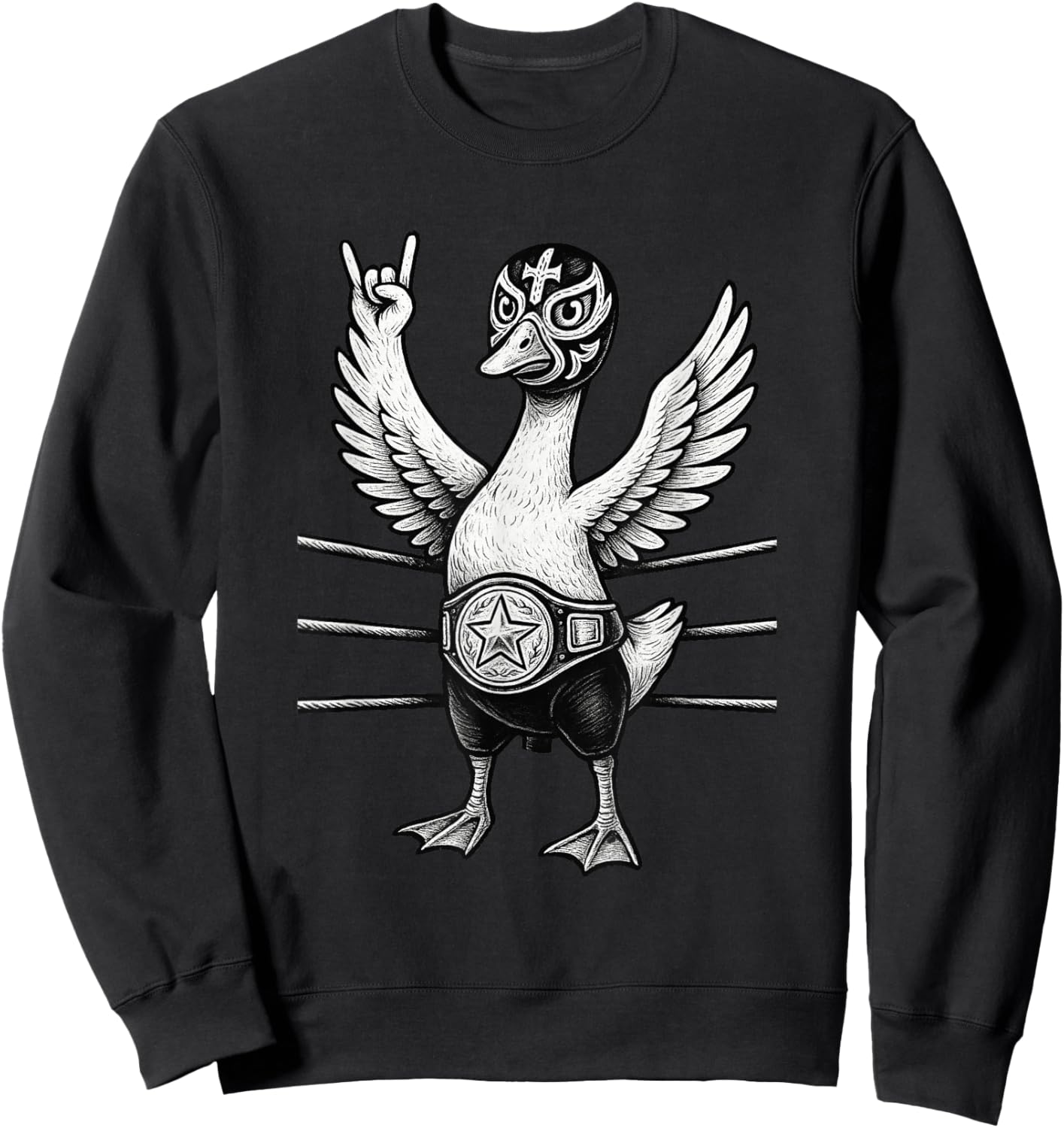Funny Lucha Libre Mexican Wrestler Wrestling Mask Goose Sweatshirt - Sweatshirt | Black