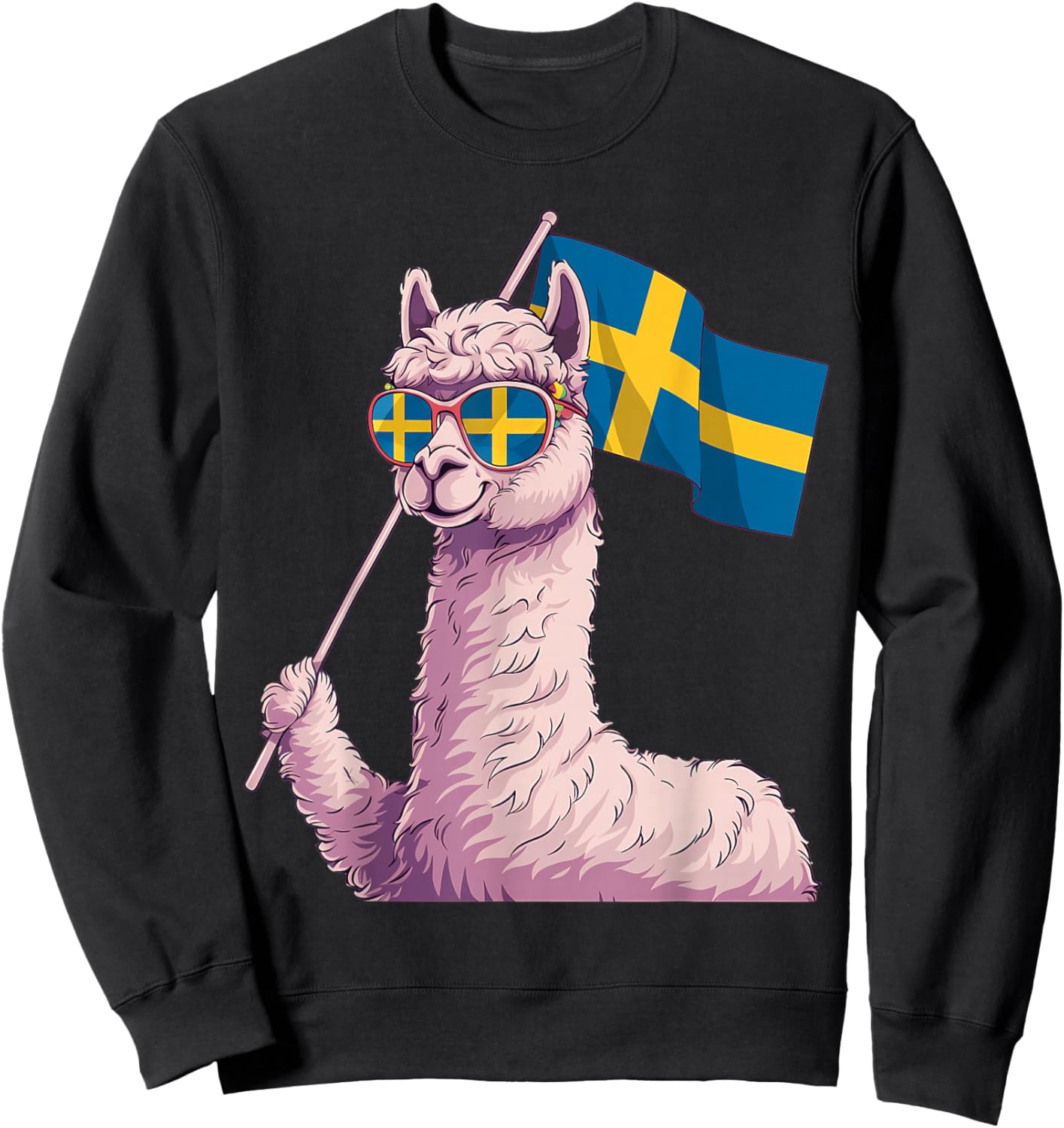 Sweden Flag Alpaca Sverige Llama Swedish Roots Sweatshirt - Sweatshirt | Black